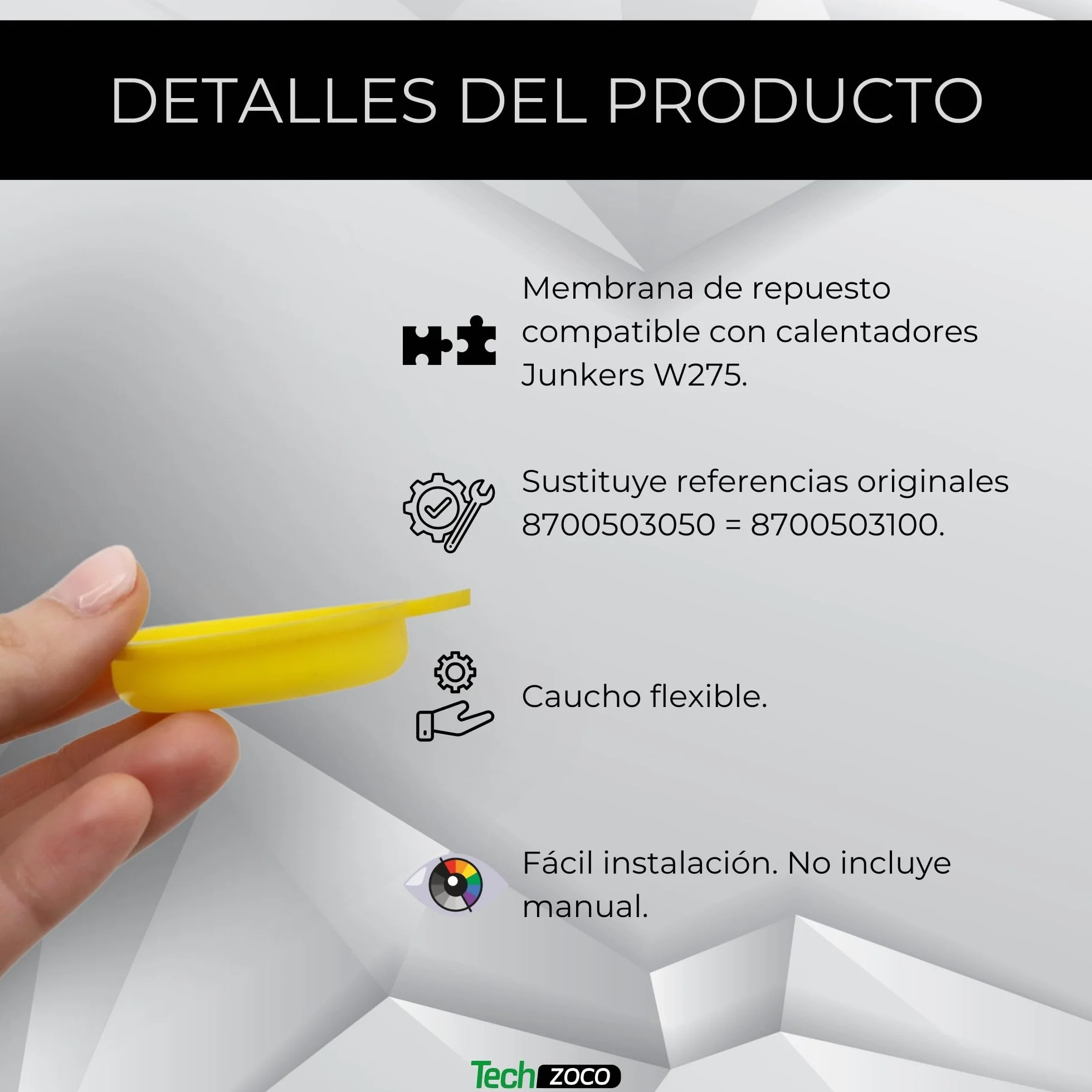 CHEFZOCO Membrana Calentador de Agua, Membrana Calentador de Gas, membrana de válvula hidráulica, Código original 700503050=8700503100, Diámetro 51 mm, 1 Agujero, Compatible con Junkers W275