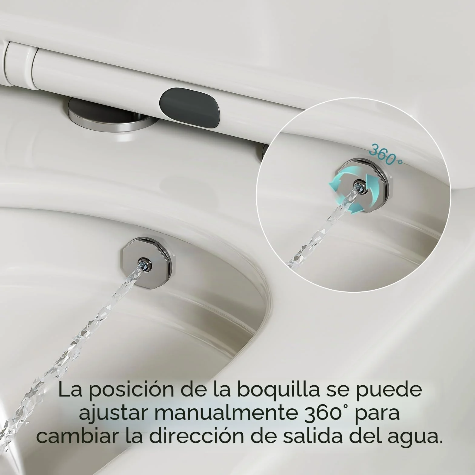 Inodoro de ducha con boquilla integrada, inodoro colgante con función de bidé, inodoro Taharet con nanorevestimiento, inodoro con ducha con grifo, asiento de inodoro con cierre automático, 53×36×35 cm