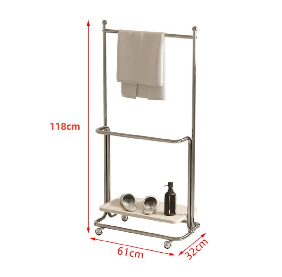 Toallero De Pie Toalleros Independientes con Ruedas For Baño, Perchas, Secadores Y Piscinas Baño Organizador(Black)