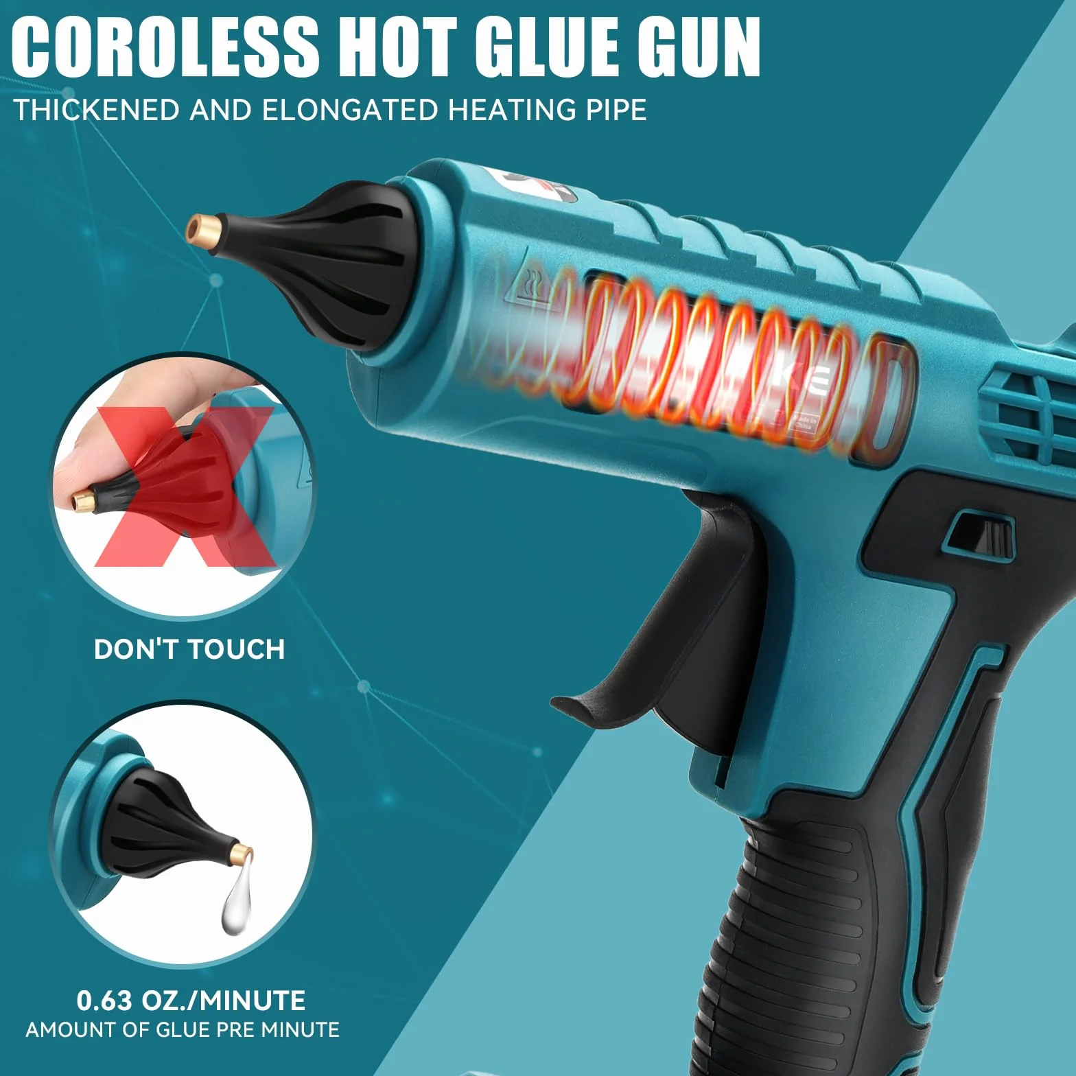 Ecarke Pistola de Pegamento Inalámbrica Compatible con Batería de Litio Makita 18V - Ideal para Reparaciones, Manualidades y Bricolaje - Incluye 20 Barras de Pegamento(Solo Herramienta)