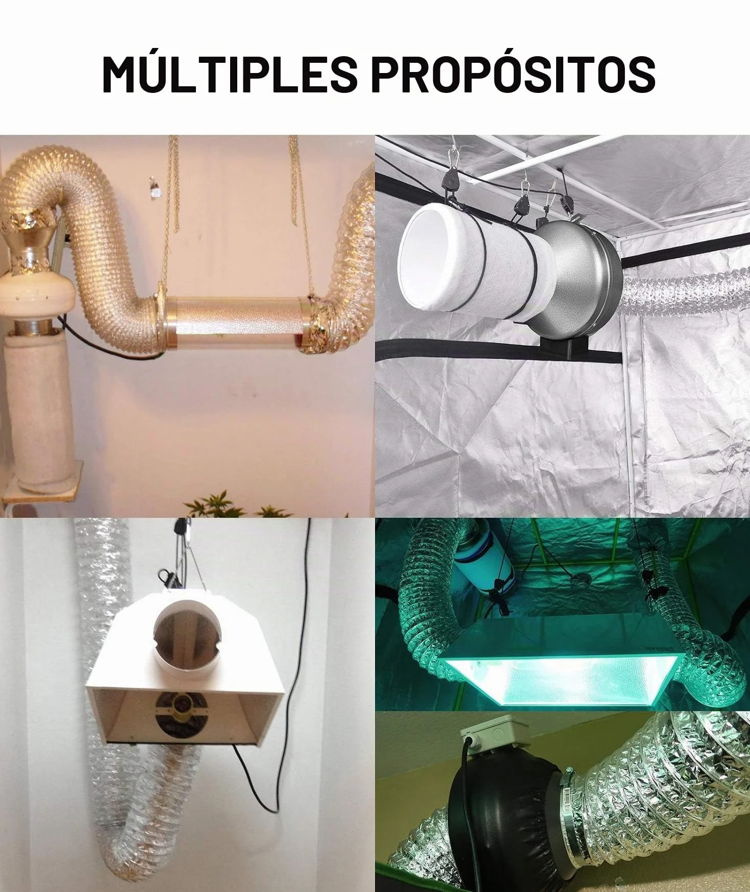 Tubo Flexible de Aluminio Ø153mm, Longitud 2.5m para Conducto de Aire de Ventilación Sistemas con 2 Abrazaderas de Acero