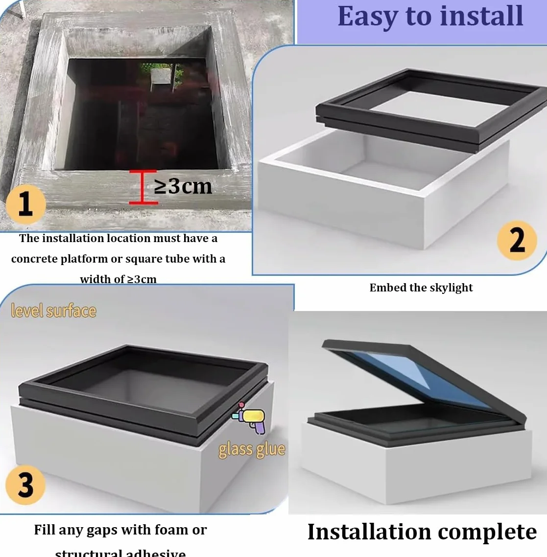 Resistente a la Lluvia aleación de Aluminio Claraboya Techo,Sótanos escotilla Acceso Techo con acristalamiento,para azoteas, áticos, sótanos,Gris,60×60cm