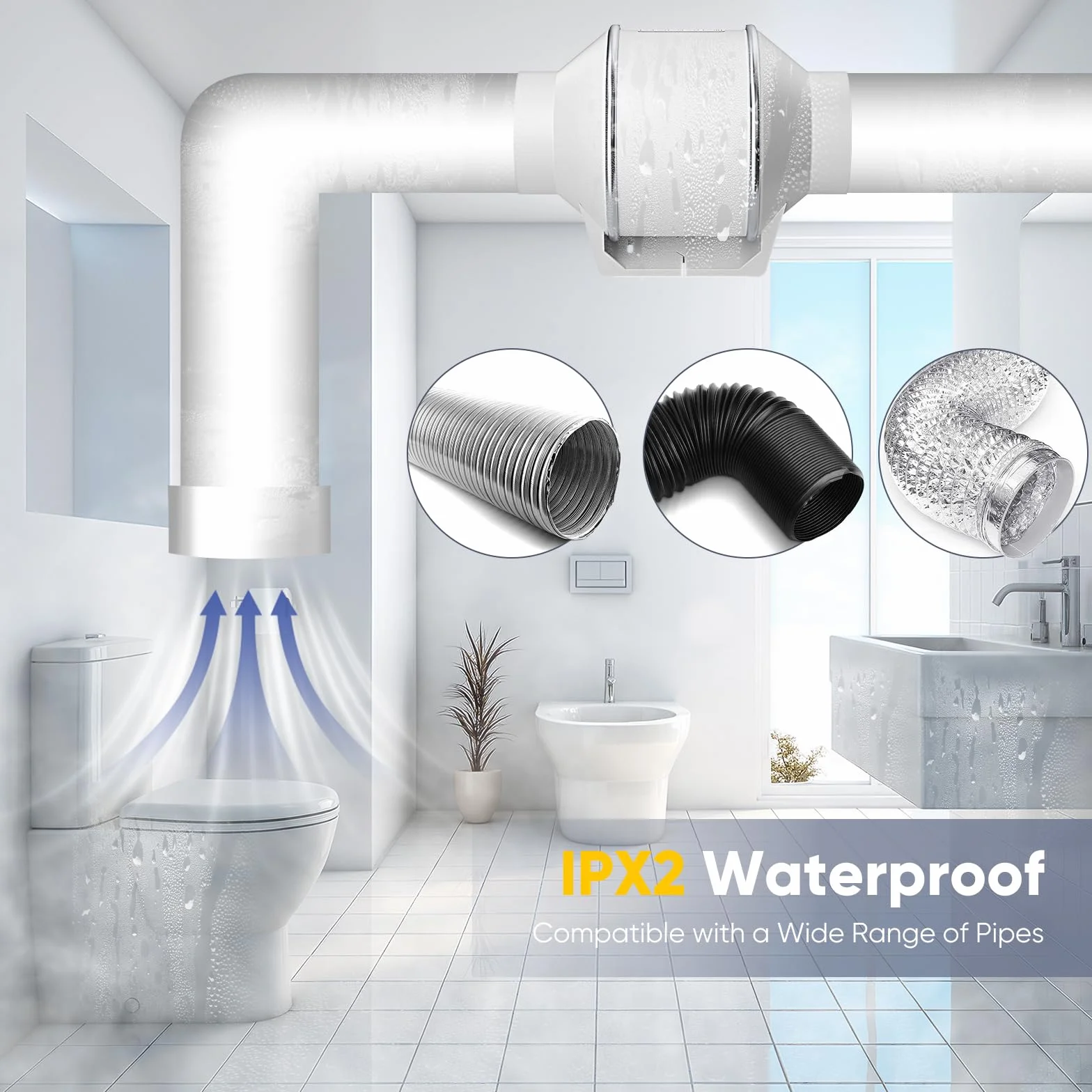 Extractor de aire para baño 310 m³/h control de velocidad variable