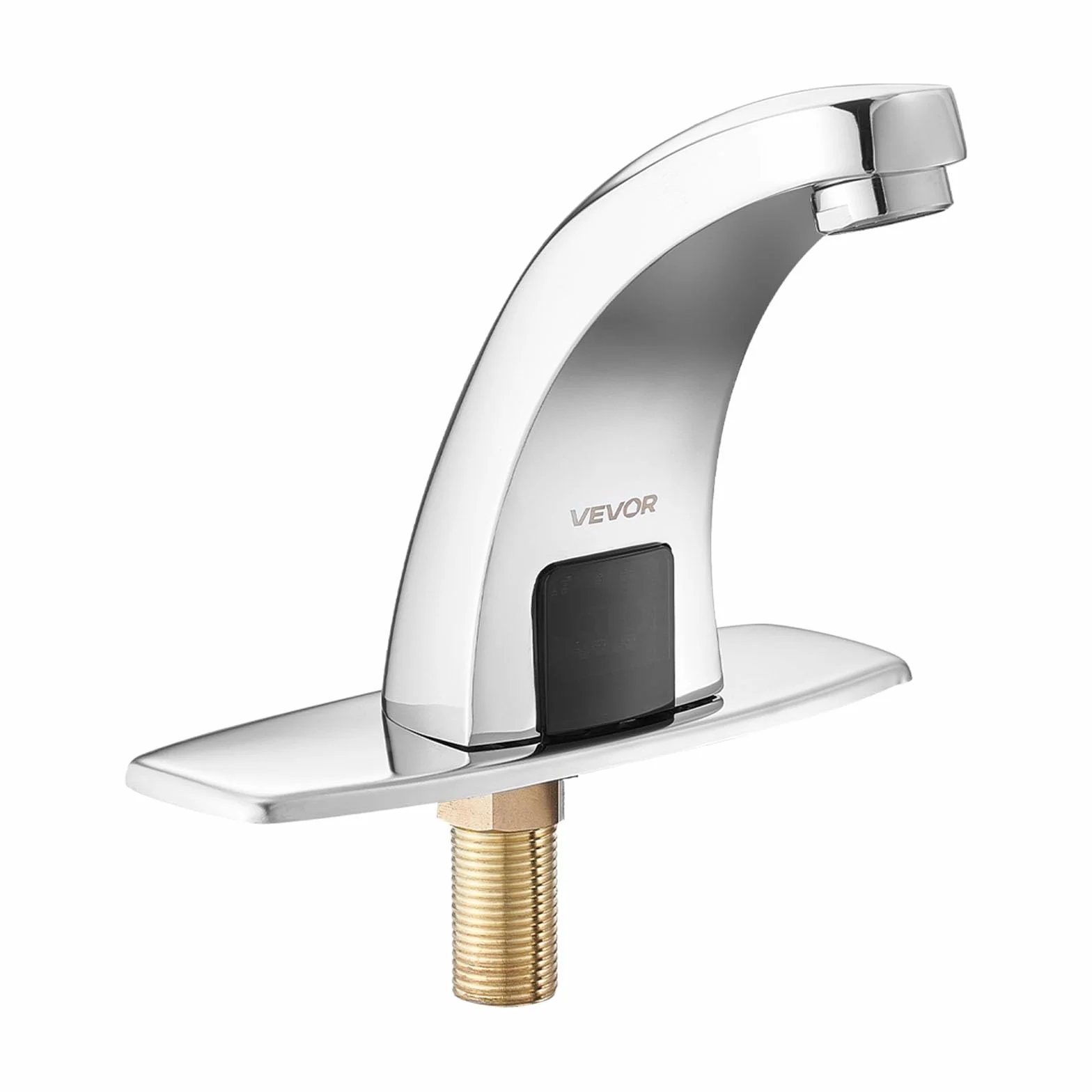 VEVOR Grifo de Lavabo Automático sin Contacto a Baño, con Sensor y Tapa, Alcance 16 cm, Grifo a Pilas para Inodoro y Lavabo, Diseño Delfín, Aleación de Zinc, Cromado Plateado, 160 x 45 x 125 mm