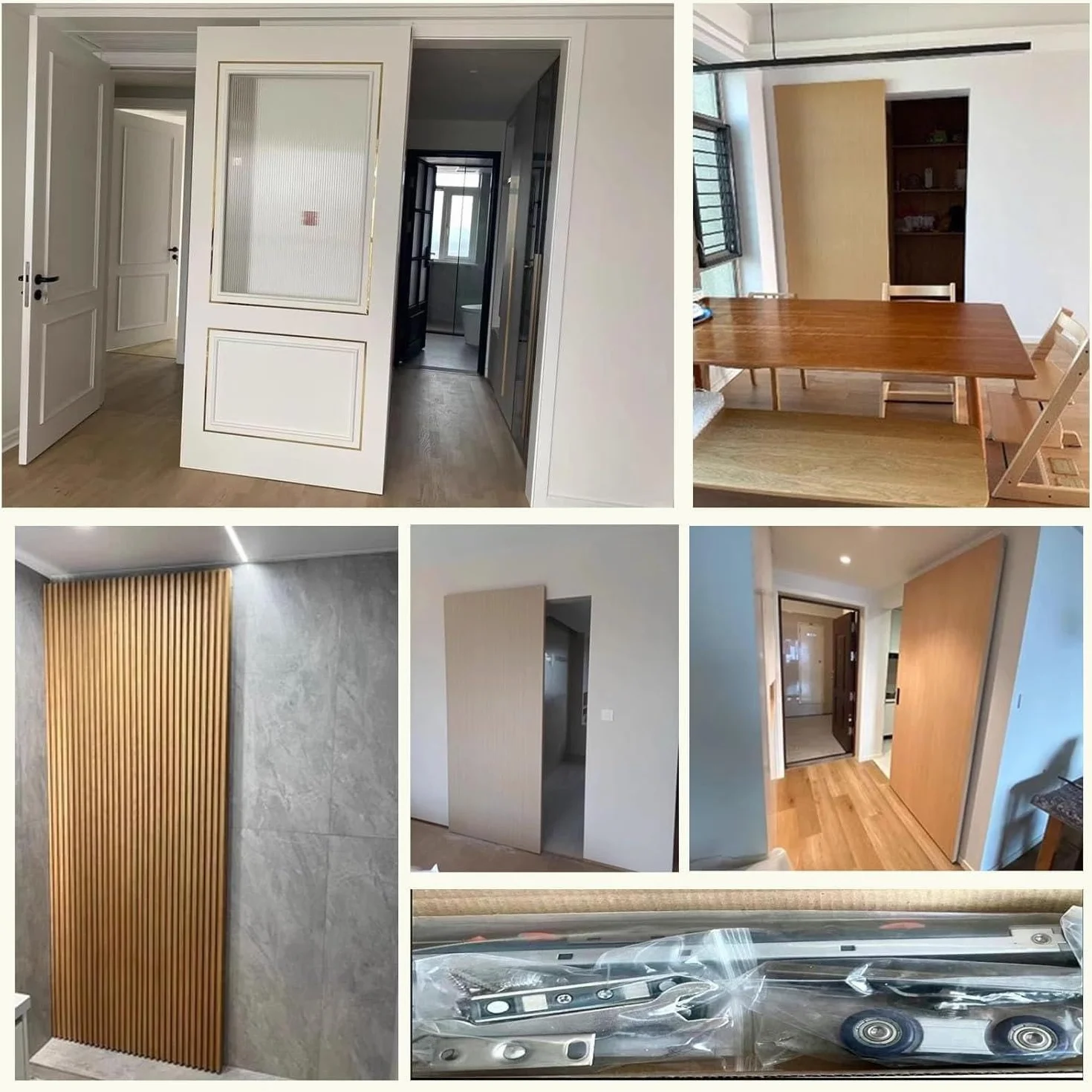 Kit de puerta deslizante - hardware de puerta deslizante oculta, con cierre suave, kit de puerta fantasma deslizante sin pista invisible, adecuado para puertas de madera individuales,1.2m/3.9ft