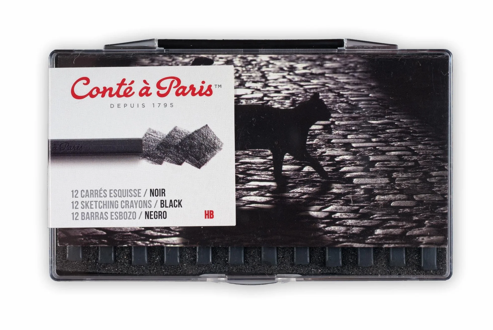 Conté à Paris Carré Boceto Pierre Noire B Zestaw 12 sztuk