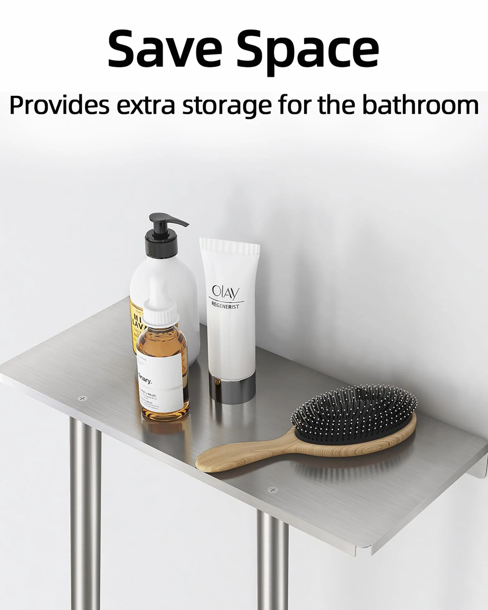 STWWO Toallero de Baño de Pared 76cm Toallero Vertical con Estante Plata Almacenamiento para Toallas enrolladas Baño Soporte para Toallas de Mano Grandes Toallas de Playa, Metal