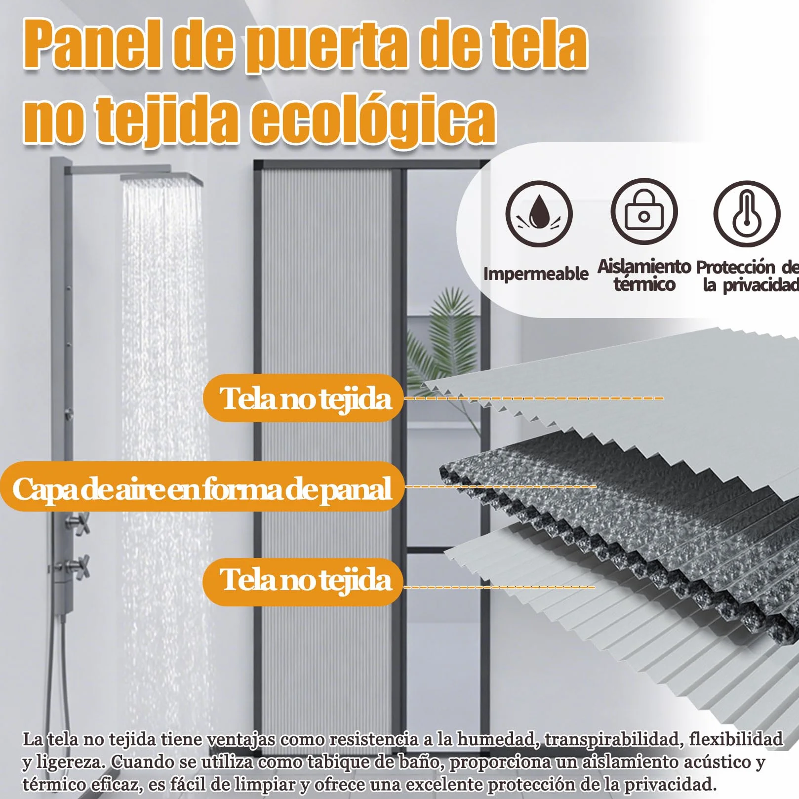 Puertas Plegables Interiores,Puertas de acordeón,Puerta Plegable de Acordeón Gris Sin Perforar con Marco de Metal y Panel no Tejido,con Manija,Lavadero/Ducha/Guardarropa/Lavaderos Gris