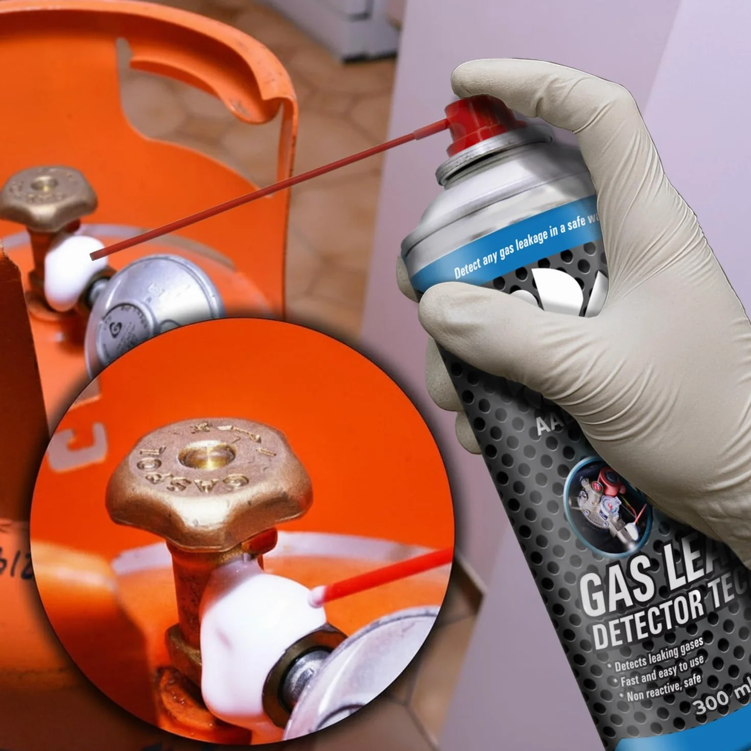 6X AABCOOLING Gas Leak Detector Tech 300ml - Spray de Prueba para Instalaciones de Gas - Detecta Fugas en Hornos, Encimeras y Contadores - Espuma Reveladora para Gas Natural y GLP, No Inflamable