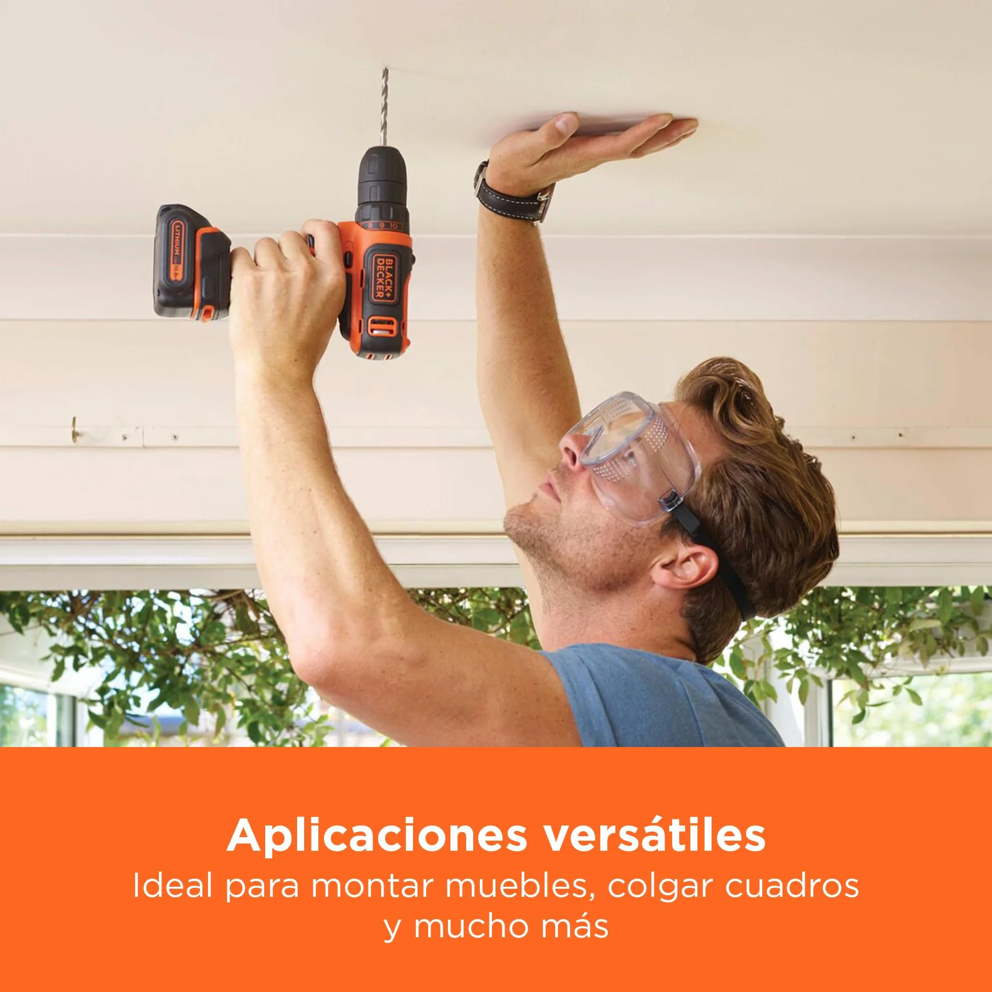BLACK+DECKER Taladro atornillador inalámbrico ultracompacto, con luz de trabajo LED, batería Li-Ion de 10.8V y cargador, BDCDD12-QW