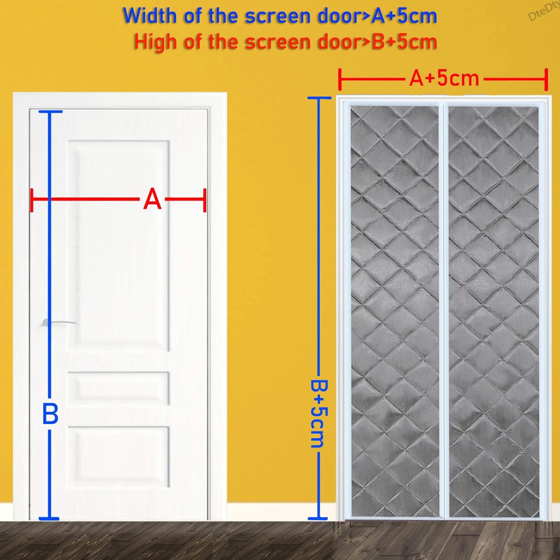 Cortina De Puerta Térmica Magnética, 125x220cm Aislamiento Cortina De Puerta Magnética A Prueba De Viento Puertas Plegables De Invierno Cierre Automático Interno(Gris)