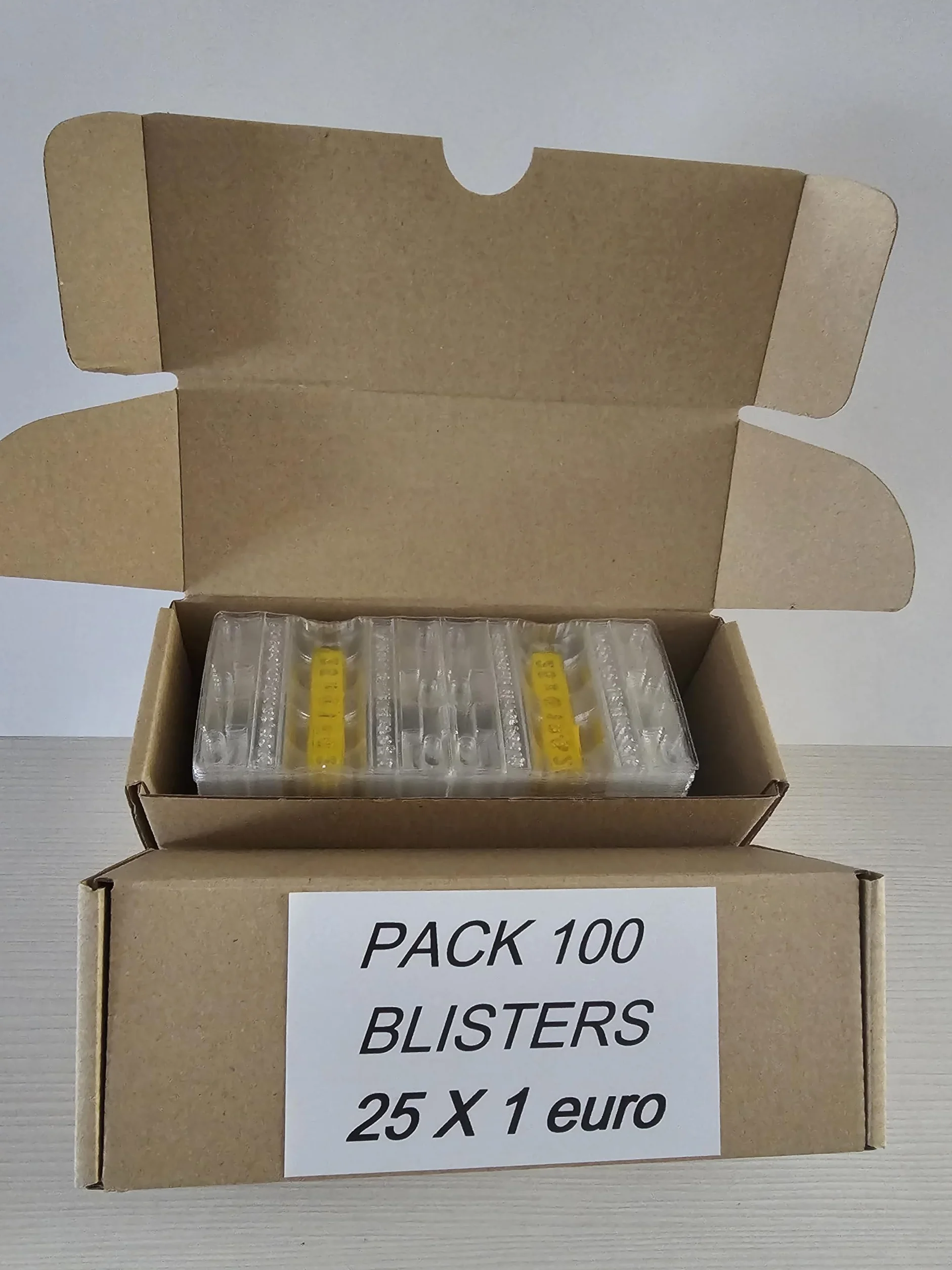 Blister para Monedas, 100 Cartuchos para Moneda de 1 Euro, Fundas de Monedas de Euro