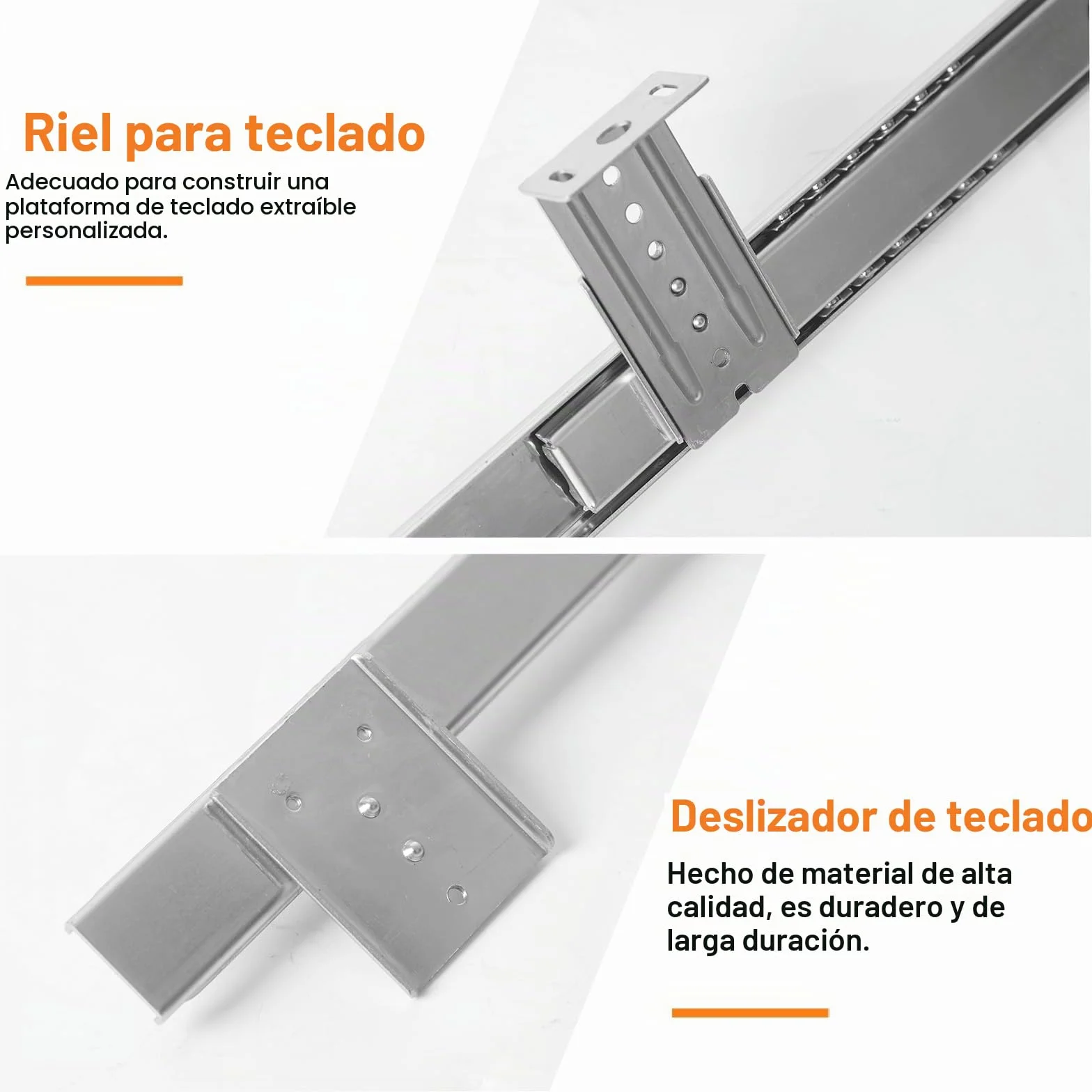 Bandeja extraíble para teclado, rieles para cajones, altura regulable, resistente, 30,5 cm, bandeja de teclado para debajo de la base (40,5 cm)