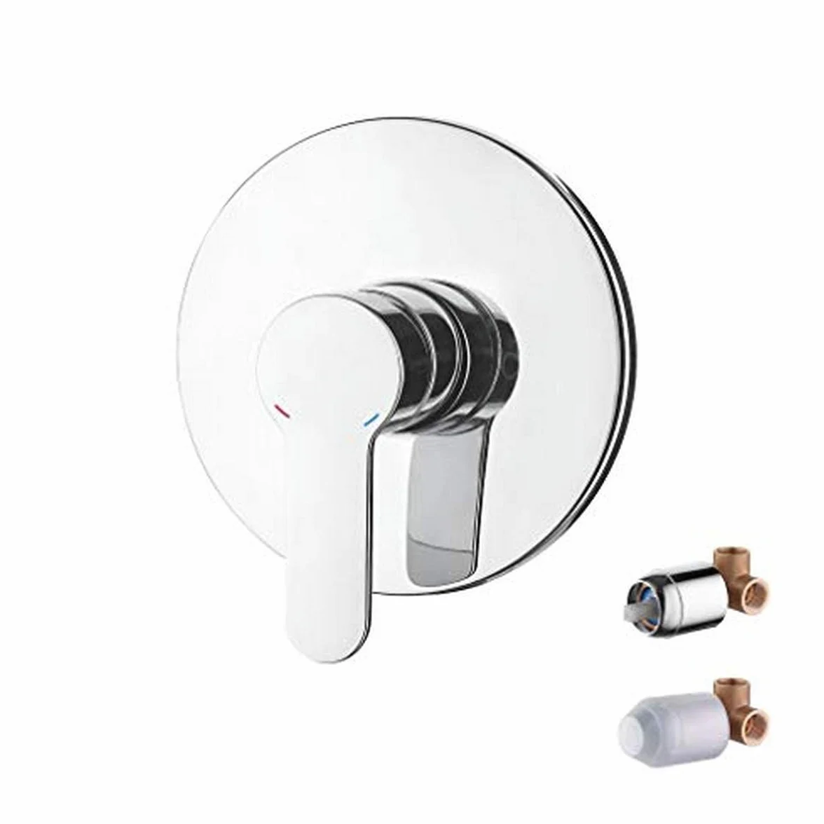Ibergrif M21701A Grifo Ducha con Instalación Válvulas, Cuerpo Empotrado Universal, Cromo, Plata