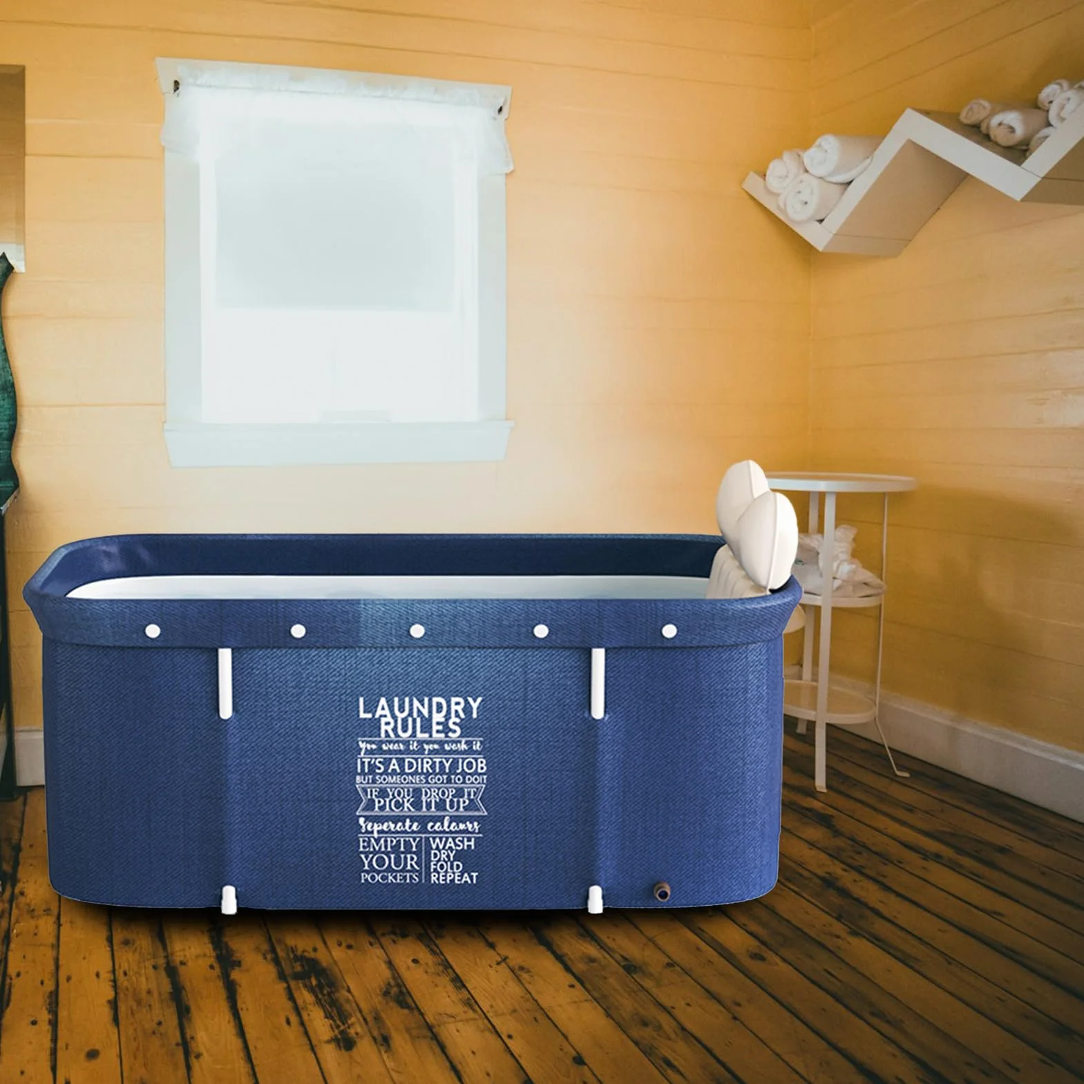 Bañera plegable Bañera de pie empapada Bañera portátil Bañera móvil Bañera plegable Barril Baño Spa Bañera, 120 x 50 cm para interior y exterior (Estilo 2)