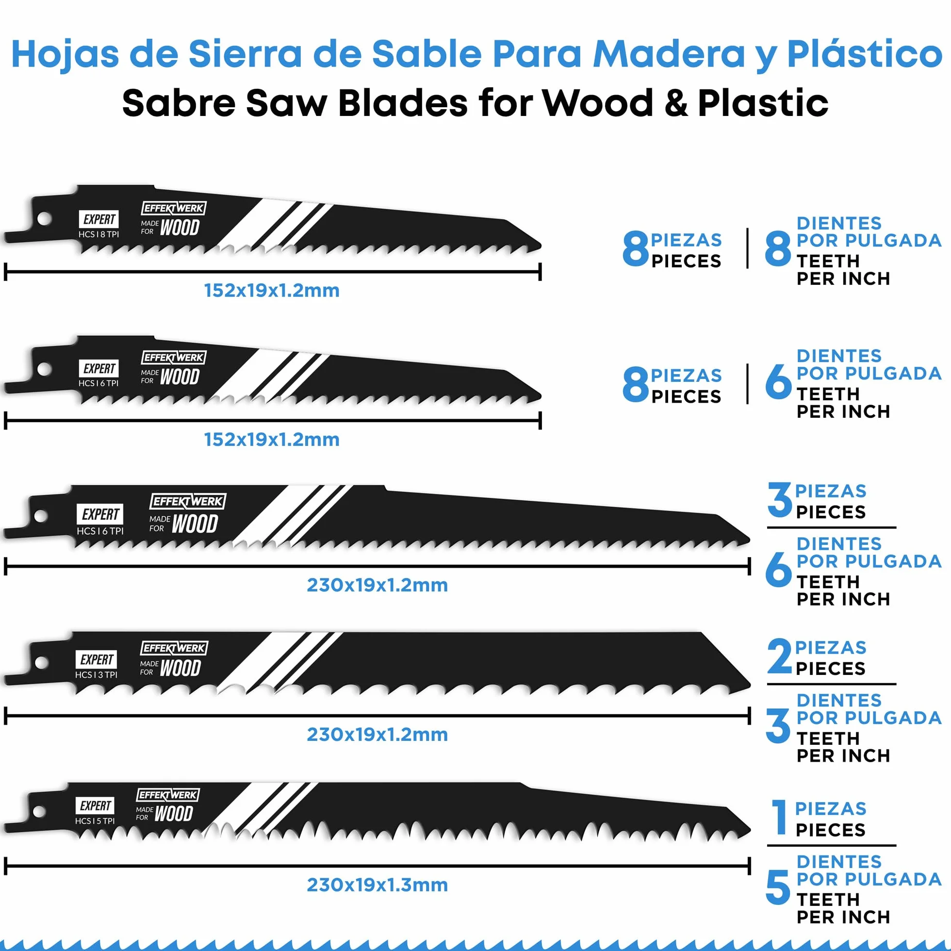 Hojas de sierra de sable 32 piezas, juego de repuesto acero carburo HCS bimetálicas para madera metal plástico