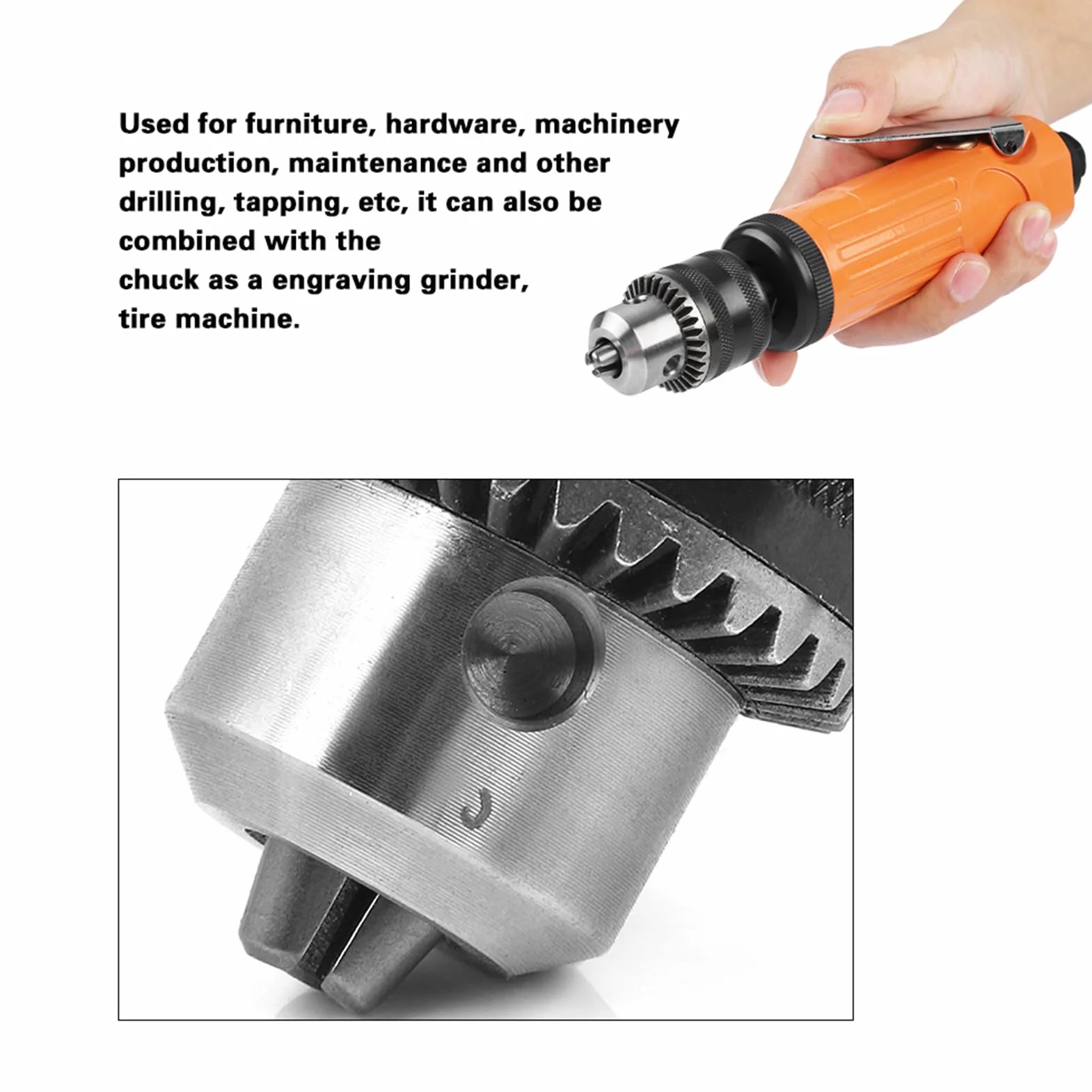 Taladro neumático de alta velocidad KP556 de 3/8" - Herramienta neumática ergonómica para ingeniería de precisión - Ideal para el mantenimiento de muebles y maquinaria