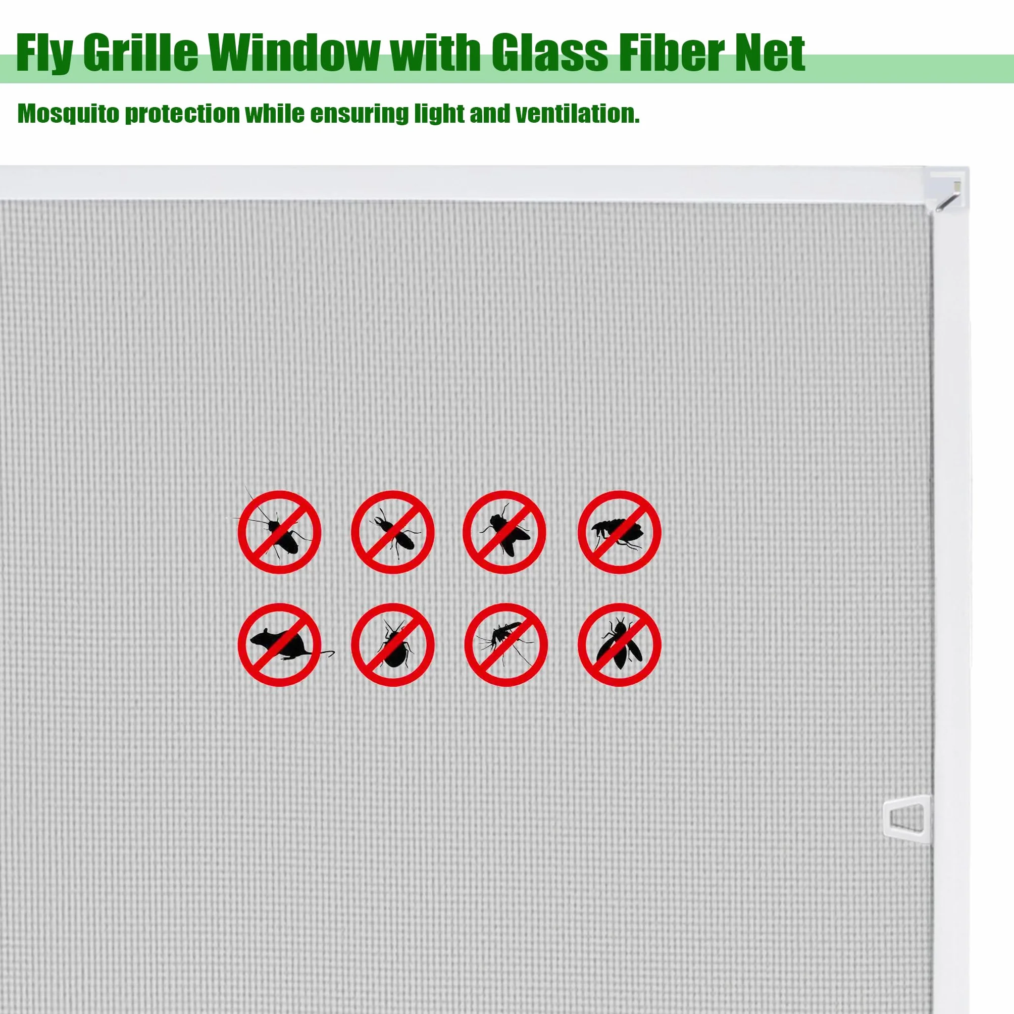 Mosquitera para ventana, mosquitera con mosquitera y marco de aluminio, 100 x 120 cm, sin agujeros ni tornillos, protección contra insectos, rejilla para ventanas (color blanco)