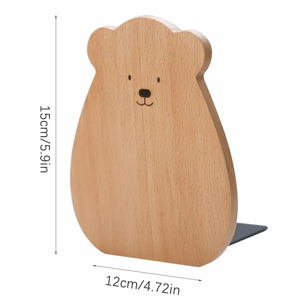 Sujetalibros de Madera de Haya 12x15 cm Antideslizantes para Estantes