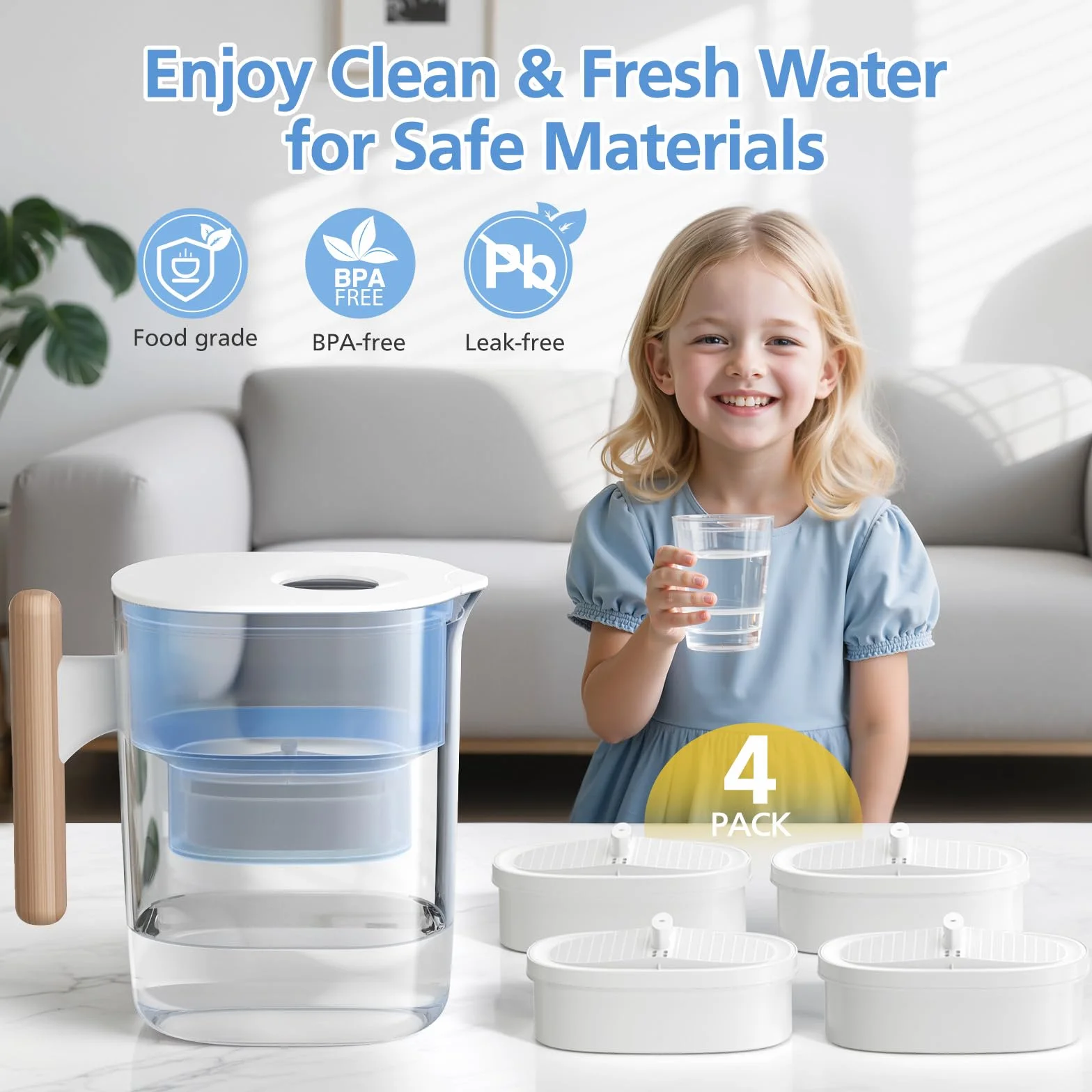 4 filtros de agua de repuesto para Waterdrop WD-PF-01A Plus, cartuchos de filtro de agua compatibles con todos los sistemas de filtración de tanques Waterdrop, certificado NSF, reduciendo impurezas