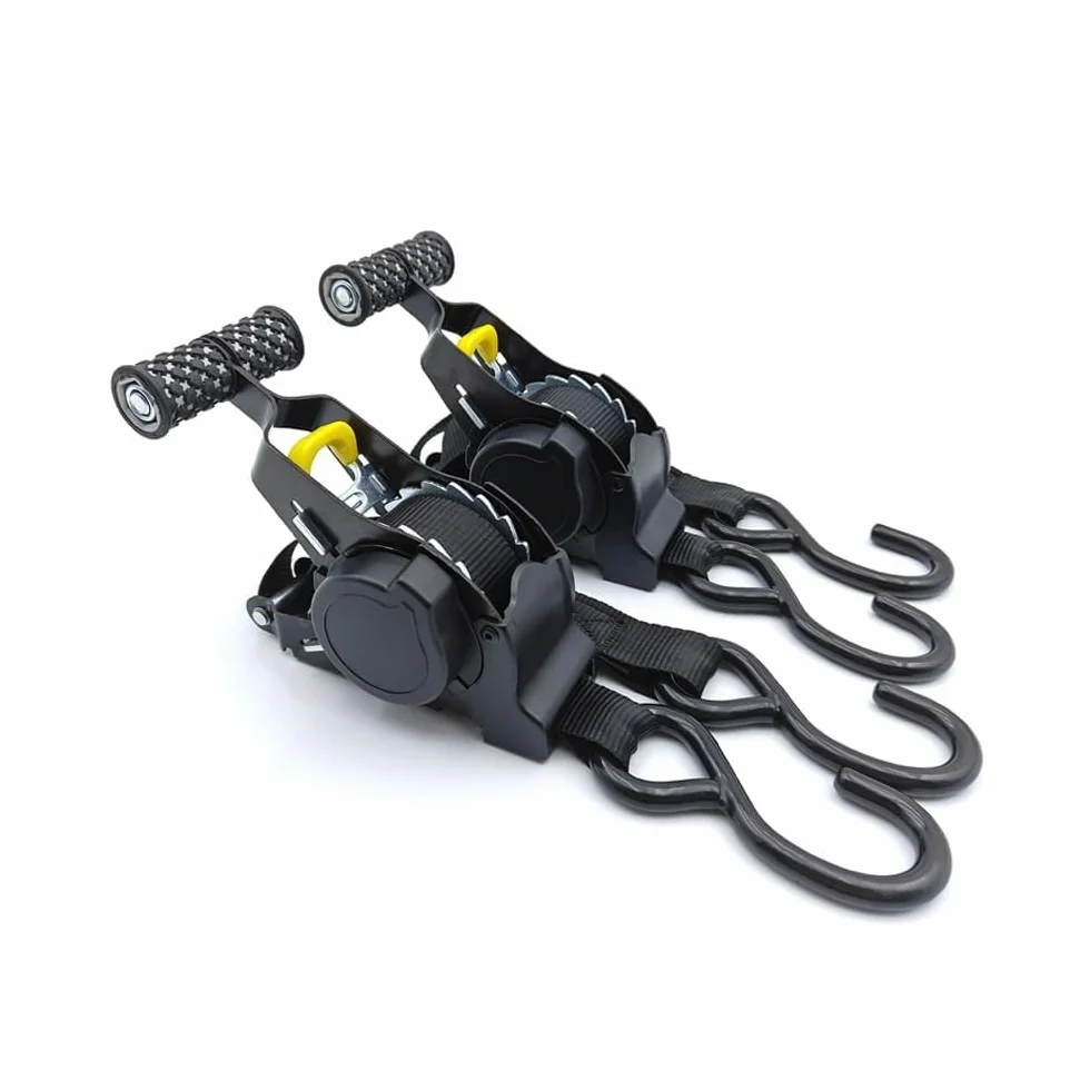 2 Piezas Cinchas de Amarre Carraca Moto, Eslingas de Amarre Carga, Diseño de Reciclaje Automático, Correa Autoajustable, Cinchas de Amarre Multifuncionales, Apto para Coches, Camiones, Motos, y Más