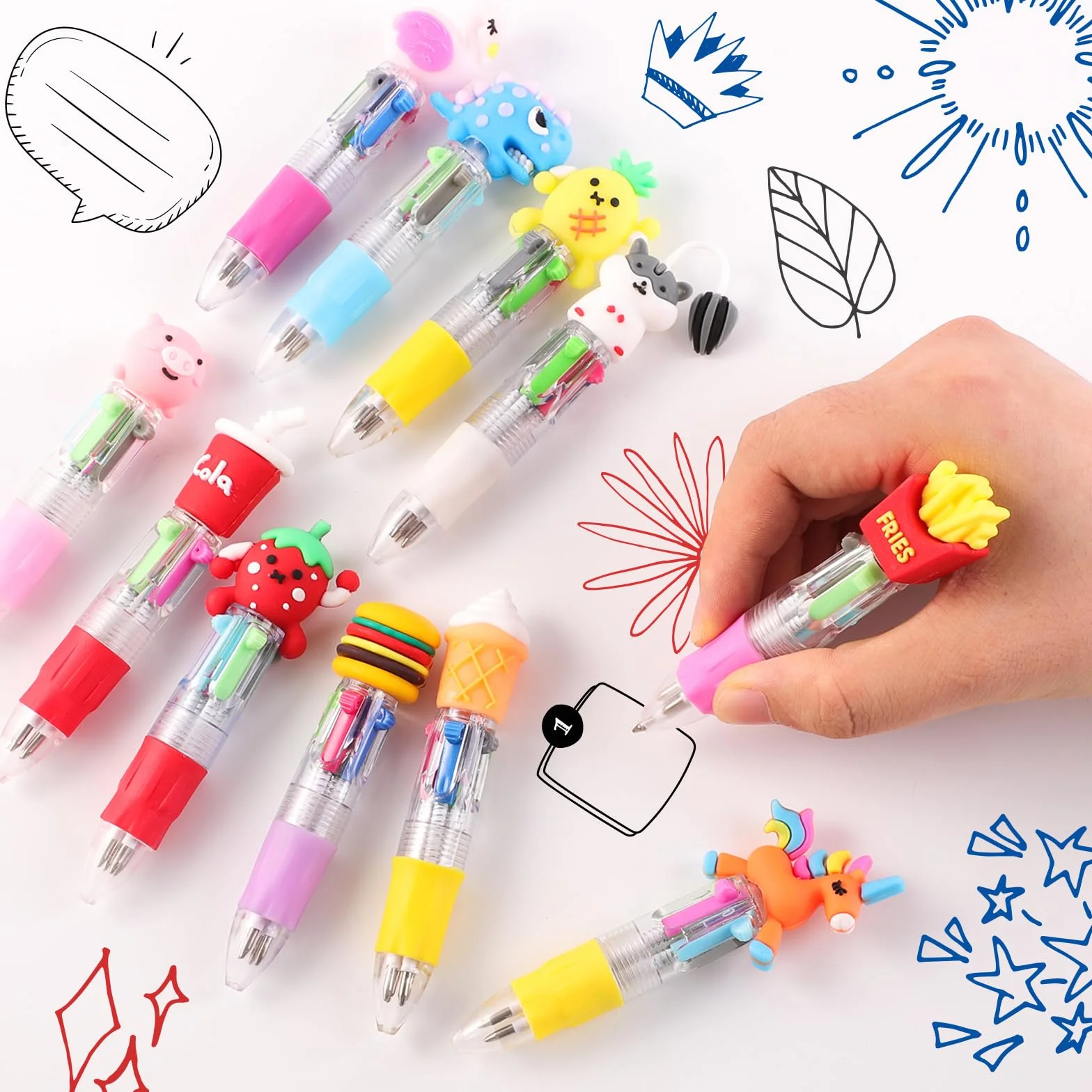 Yoosso 24 Bolígrafos 4 en 1, Bolígrafos Retráctiles 0,7 mm Regalos Cumpleaños Niños Colegio Divertidos Bolígrafos Para Niñospara Fiestas, Para Estudiantes, Oficina, Escuela, Regalos