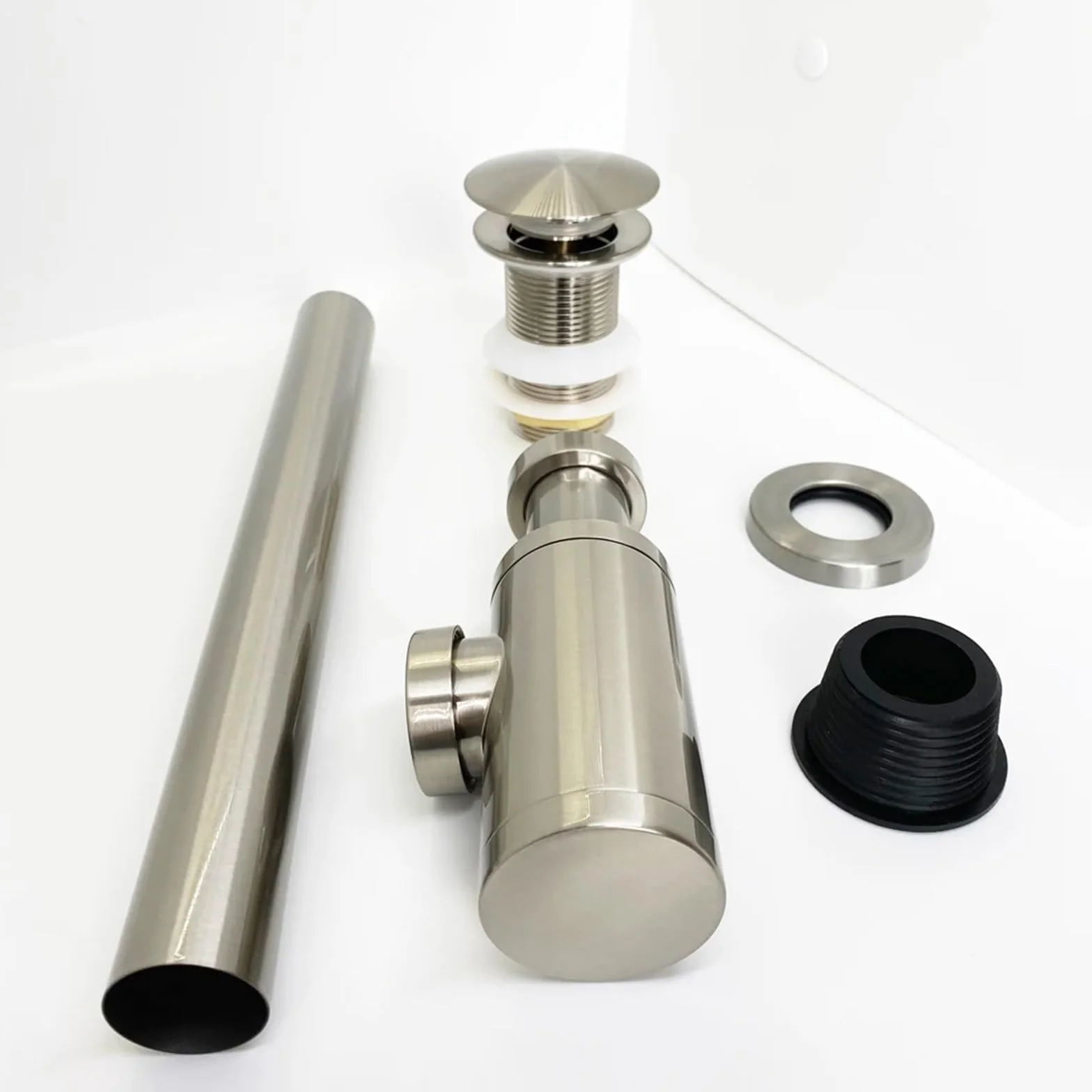 Sifón for lavabo de baño níquel cepillado, moderno juego tapón filtro emergente Para Fregaderos(Nickle NO Ovflow)
