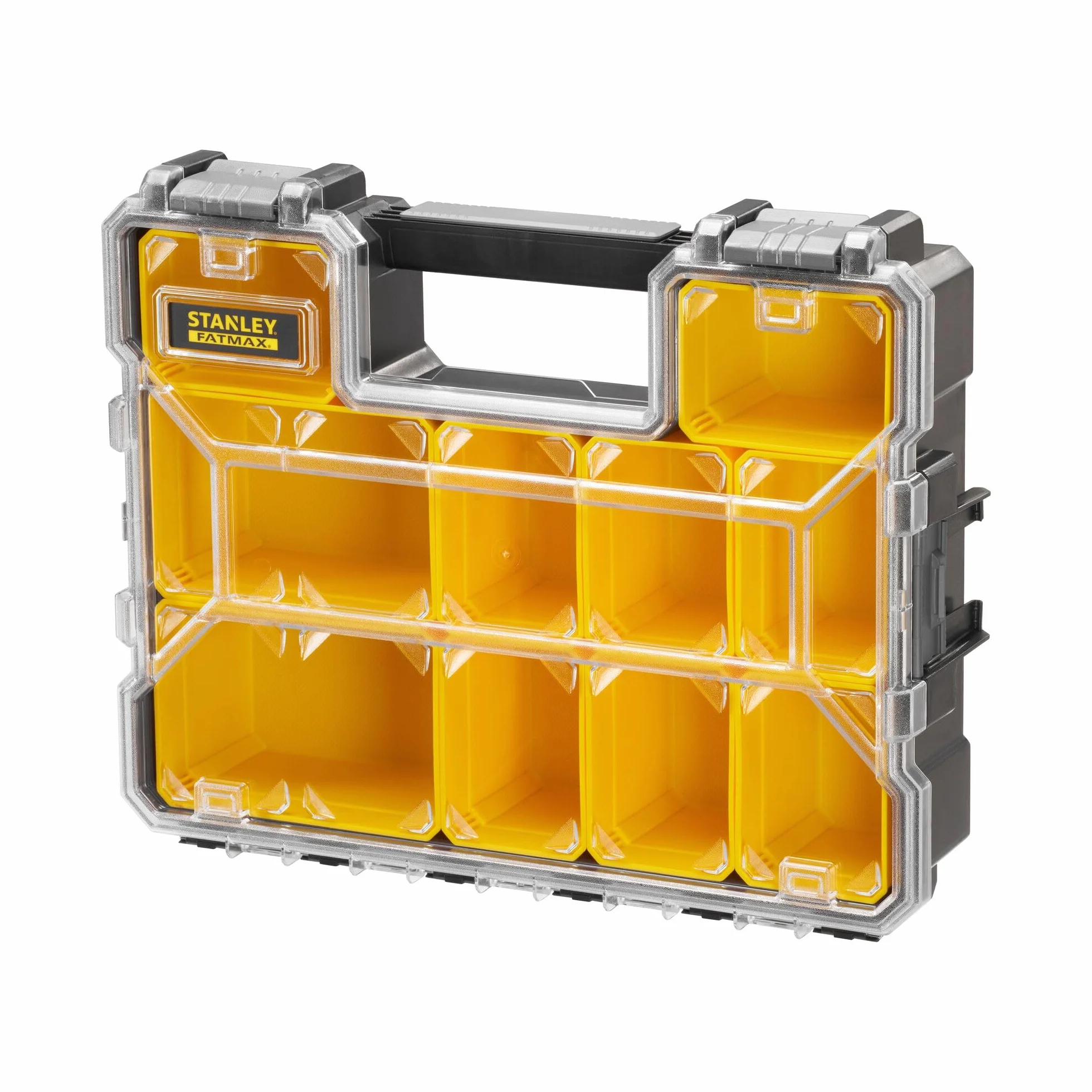 Stanley Caja de almacenamiento FatMax (44,29 cm x 35,60 cm x 11,00 cm, compartimentos profundos, cierres de plástico robustos, cajas extraíbles, tapa resistente a arañazos y golpes) 1-97-521