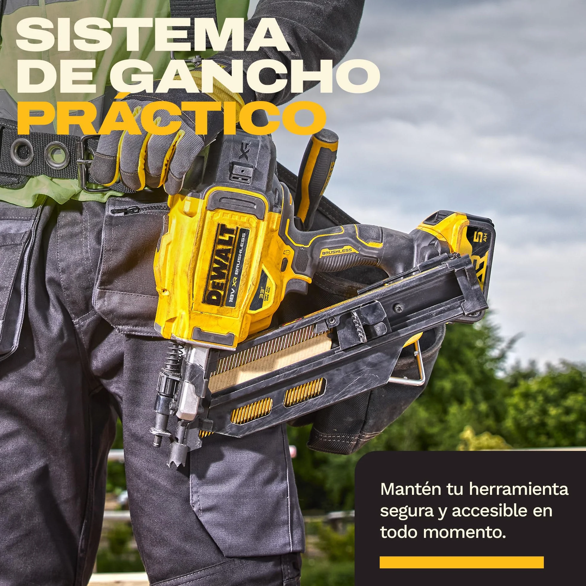 DEWALT 18V XR Clavadora de Estructuras Brushless de Nueva Generación, Solo herramienta, DCN950N-XJ