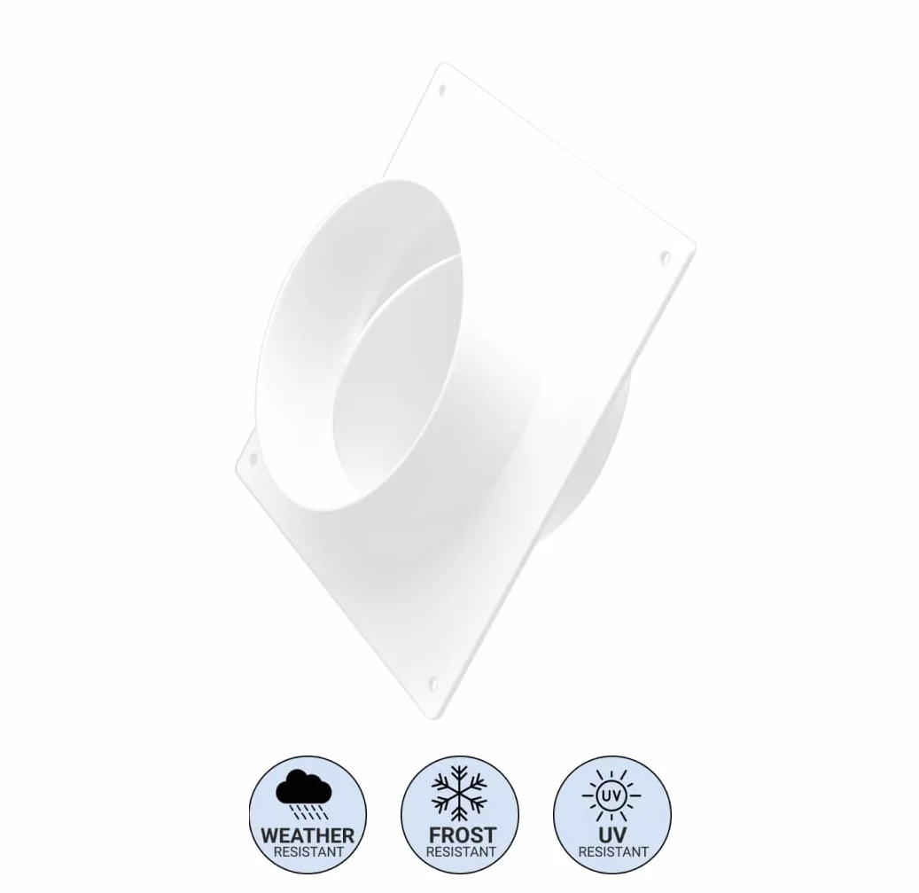H&C VENT Conector de Brida para Ventilación 150mm con Válvula │ Conectores de Tubo PVC Flexible, Aluminio Manguera Conducto │ Placa de Pared │ Extractor Cocina Tubo Aire Acondicionado Secadora Rejilla