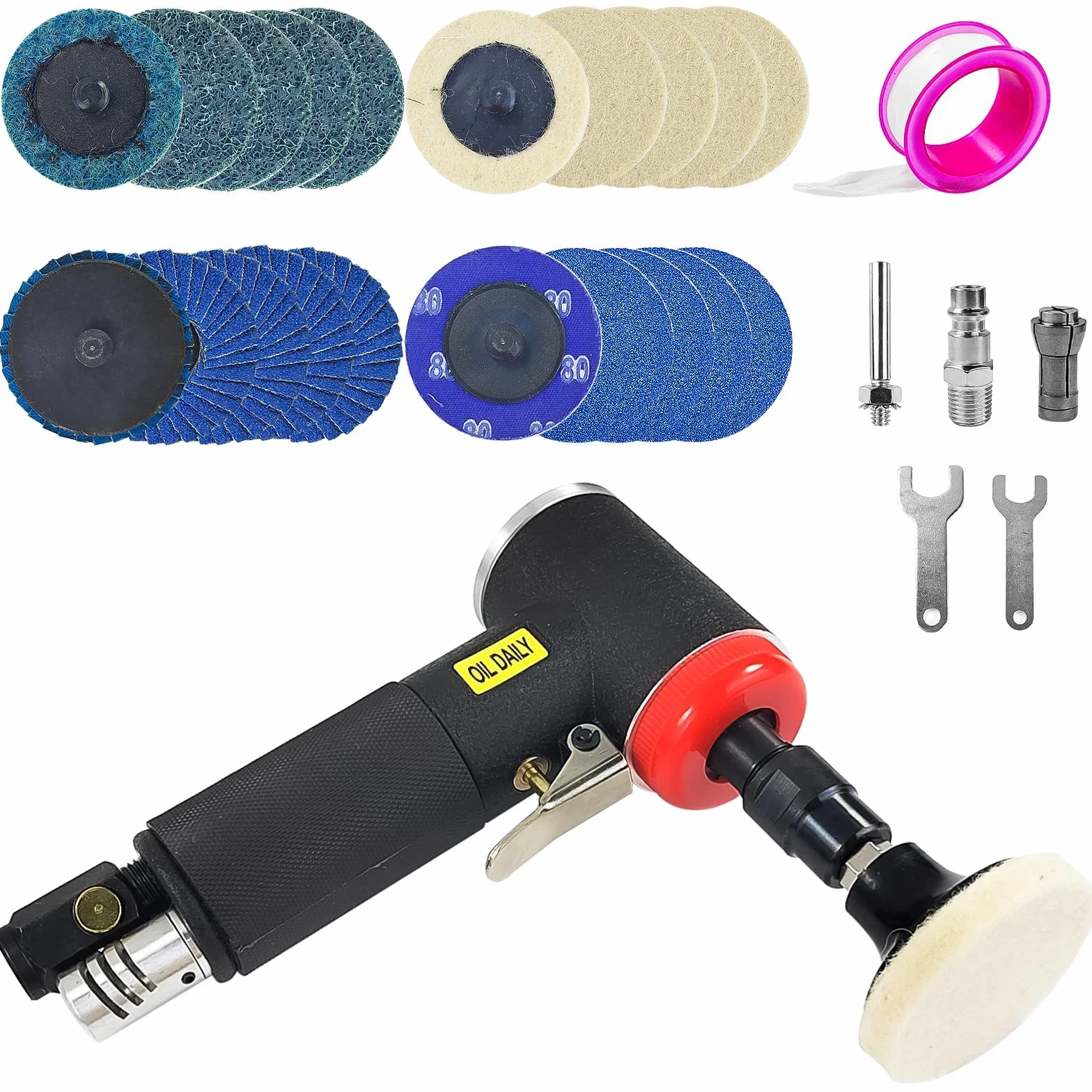 mini Juego de Lijadora de Aire Comprimido, Kit para Pulidora Coche, Amoladora Pequeña, Lijadora Neumática, Mini Amoladora Eléctrica de Alta Velocidad con Kit de 20 Discos Intercambiables