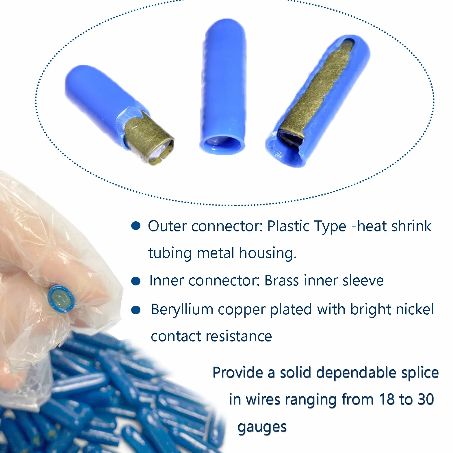Conectores de Cable de Alambre Rellenos de Gel Tipo B, Empalme de Silicona para Alarma Telefónica para Aplicación de Bajo Voltaje, Azul (1000 Pcs)