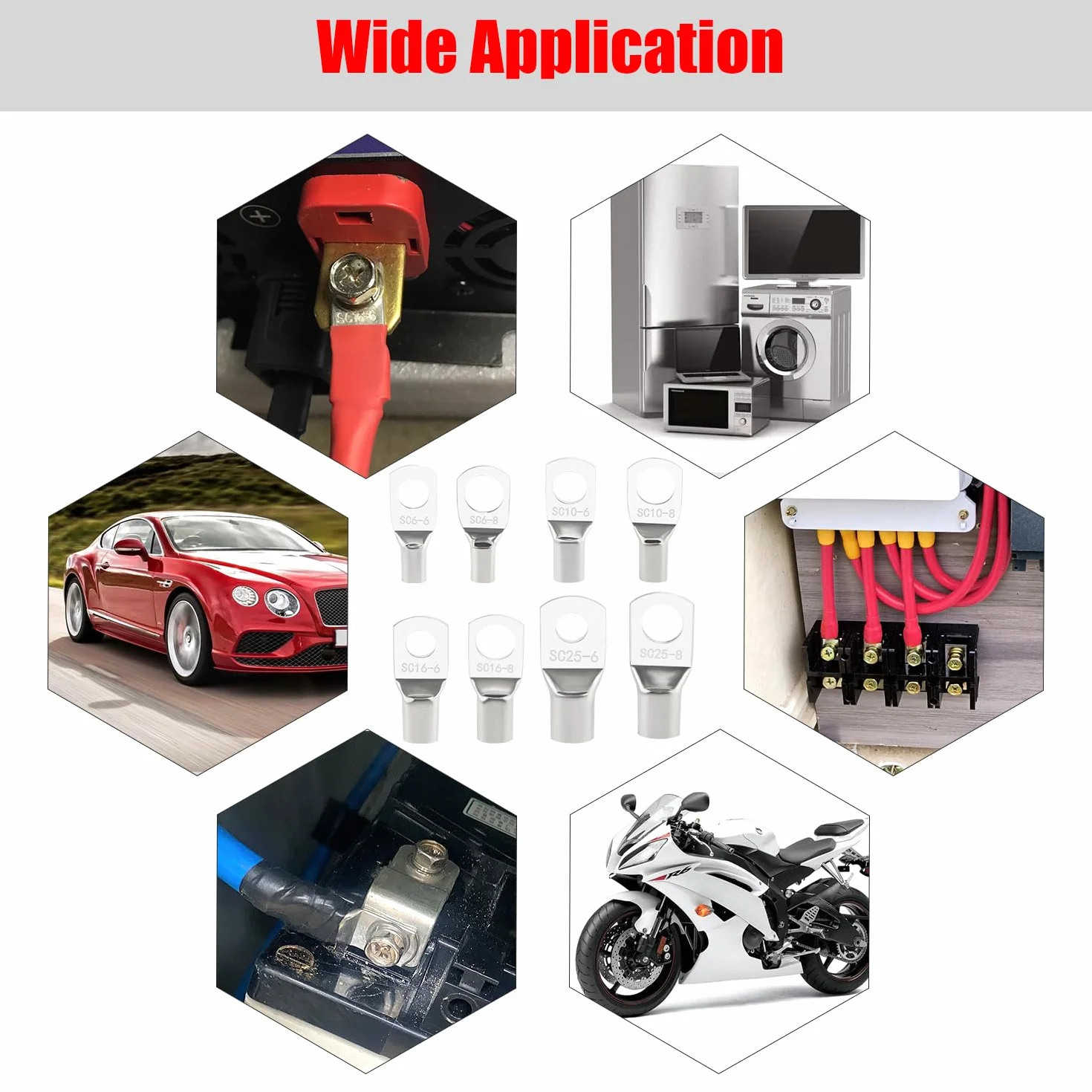 YIXISI 120 Piezas Terminales de Anillo M6/M8 Kit Conectores Tubulares para Cable Eléctrico con Tubos Termorretráctiles Plata