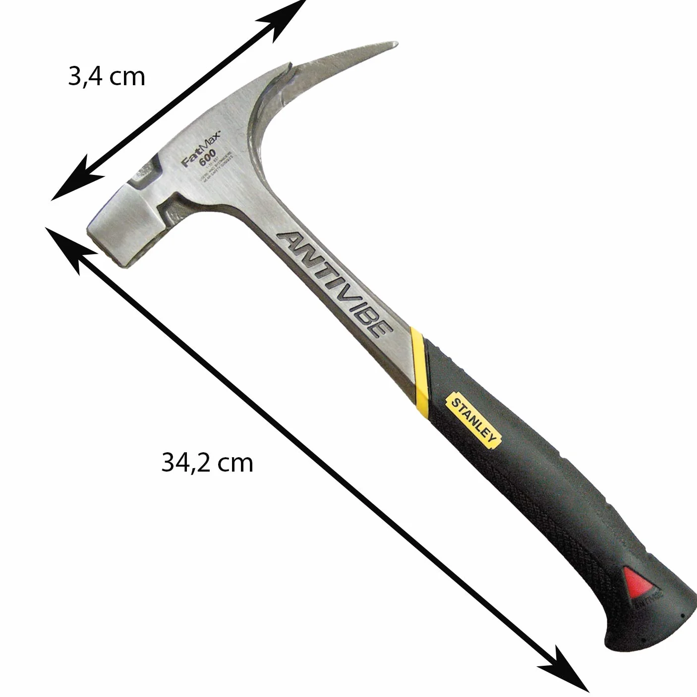 STANLEY FATMAX Martillo Latthammer Antivibe, extractor de clavos de carpintero, acero forjado, sistema antivibración, mango Dynagrip, cabeza de golpeo cuadrada plana, peso 600g, 1-51-937