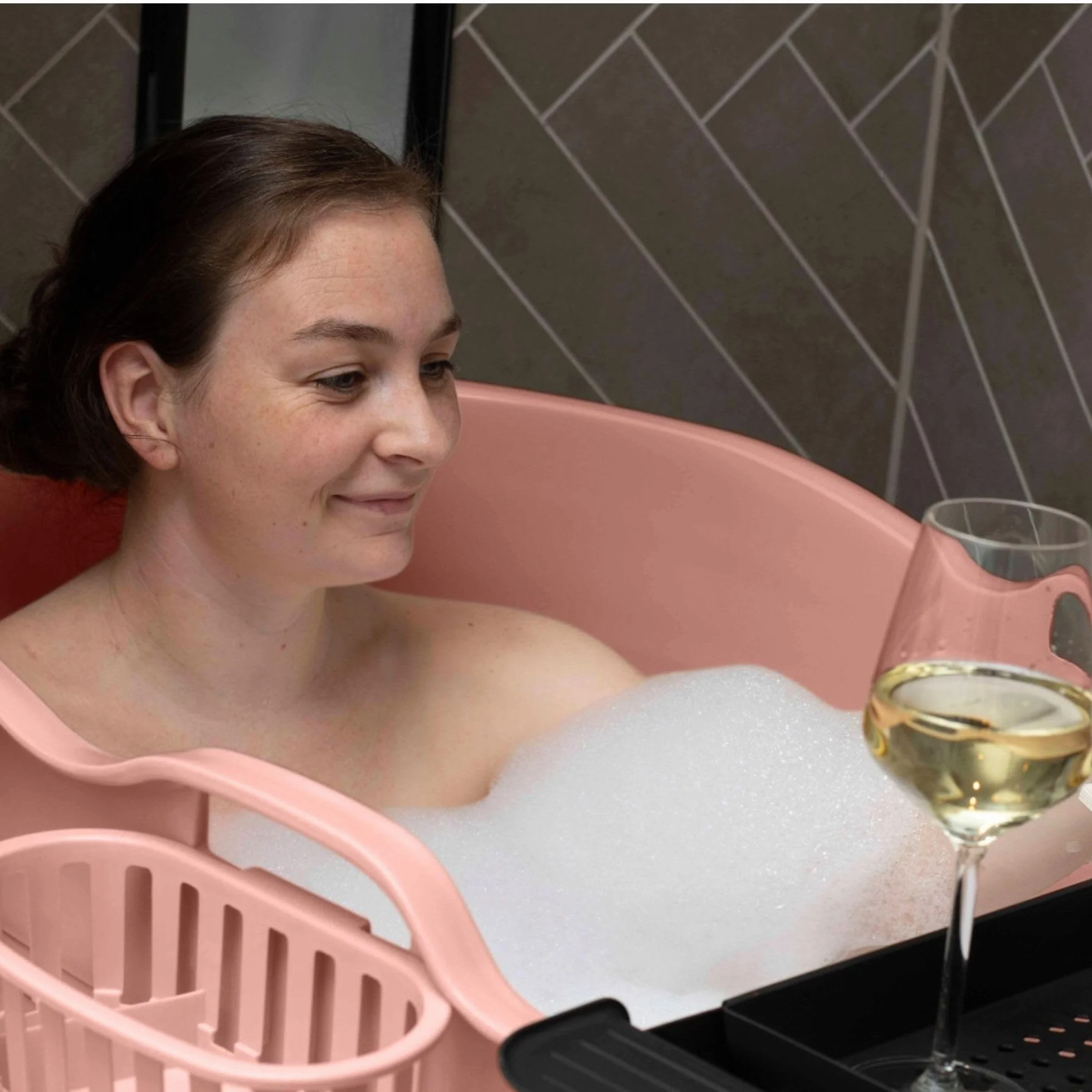 HelloBath® – Bath Bucket XL (Comfort) – 122 cm – Bañera para adultos – Baño de hielo – Manguera de desagüe extensible hasta 3 m – Extras: bandeja, grifo y funda protectora - Terracota