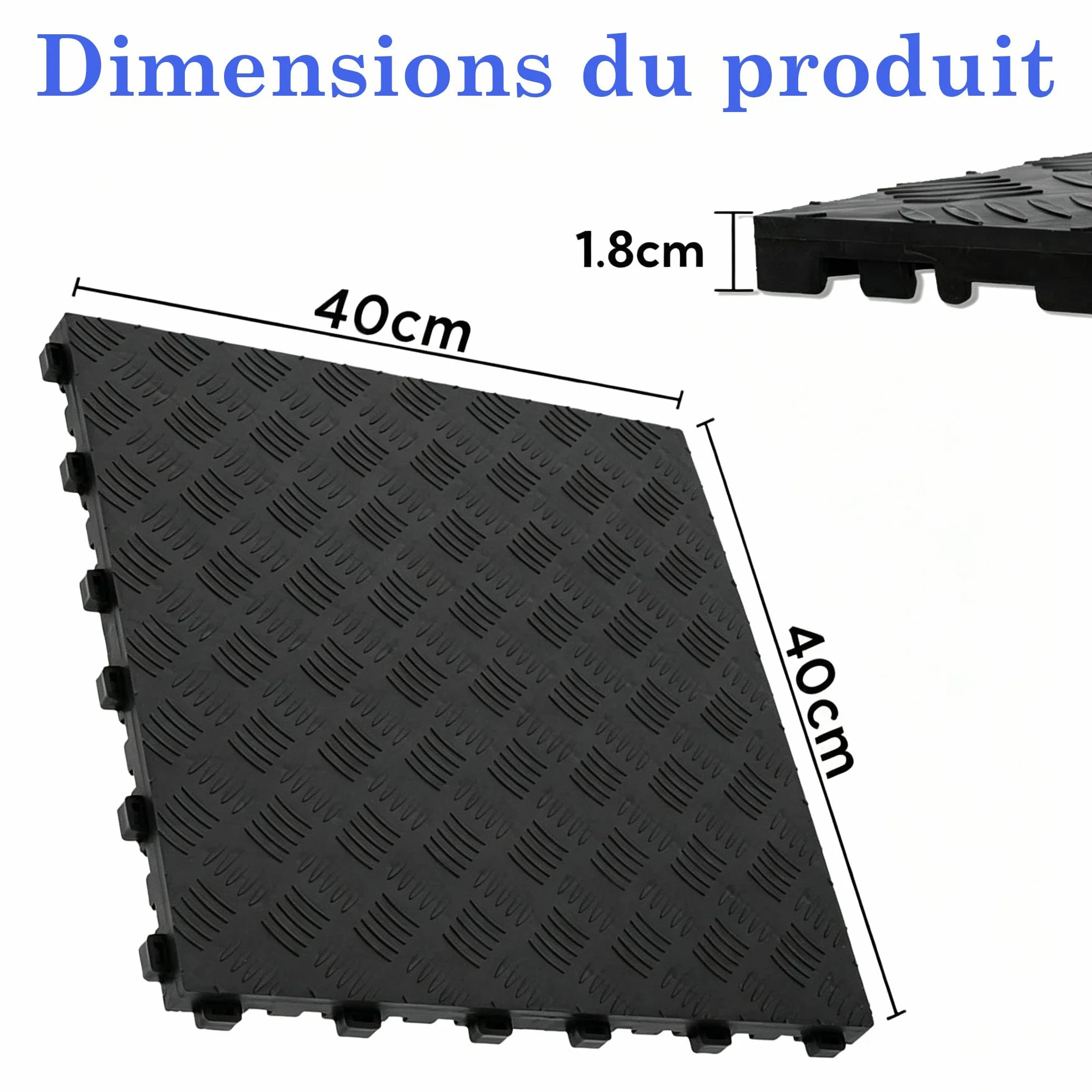 Bimiti - Lote de 20 losas de suelo de garaje modular, 40 x 40 cm, polipropileno antideslizante, resistente al desgaste, fácil de instalar y limpiar, suelo para garaje, taller y gimnasio (3,2 m²)