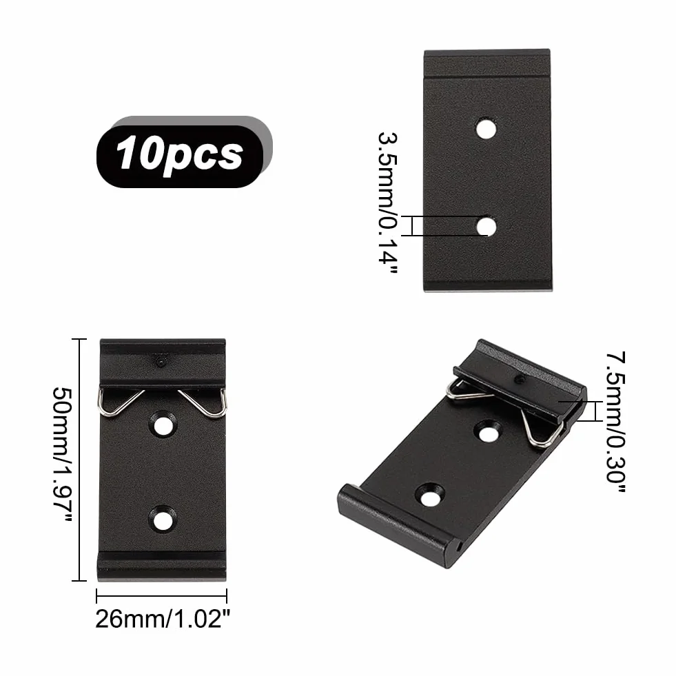 AHANDMAKER 10 Abrazaderas de Riel DIN Universal, Clip de Montaje de Aleación de Aluminio de 1.02 Pulgadas de Ancho, Soporte de Montaje Para Relé de Estado Sólido