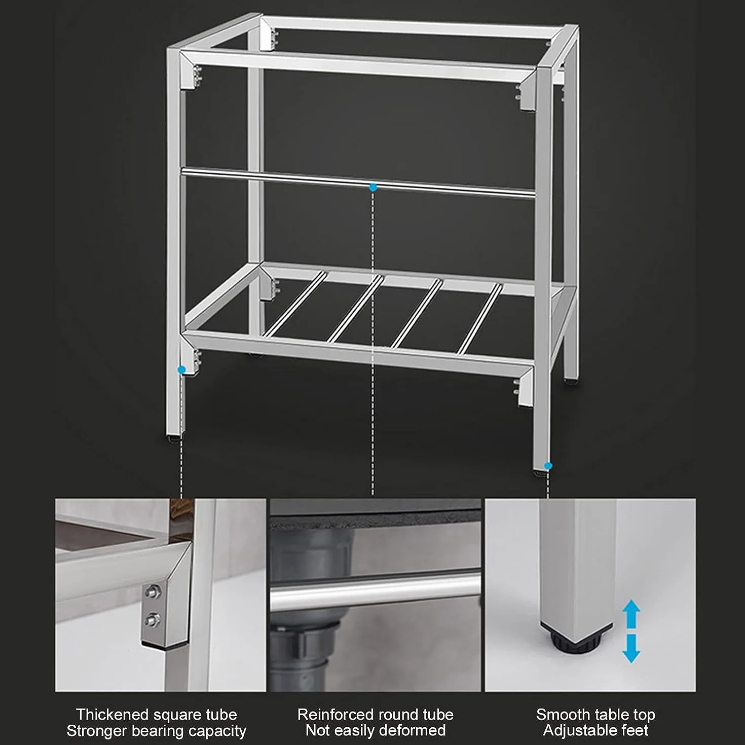 Fregadero 304 de acero inoxidable, 1 compartimento, independiente, fregadero comercial para restaurante con grifos fríos y calientes, preparación y uso, lavabo de mano para cocina, garaje, lavandería