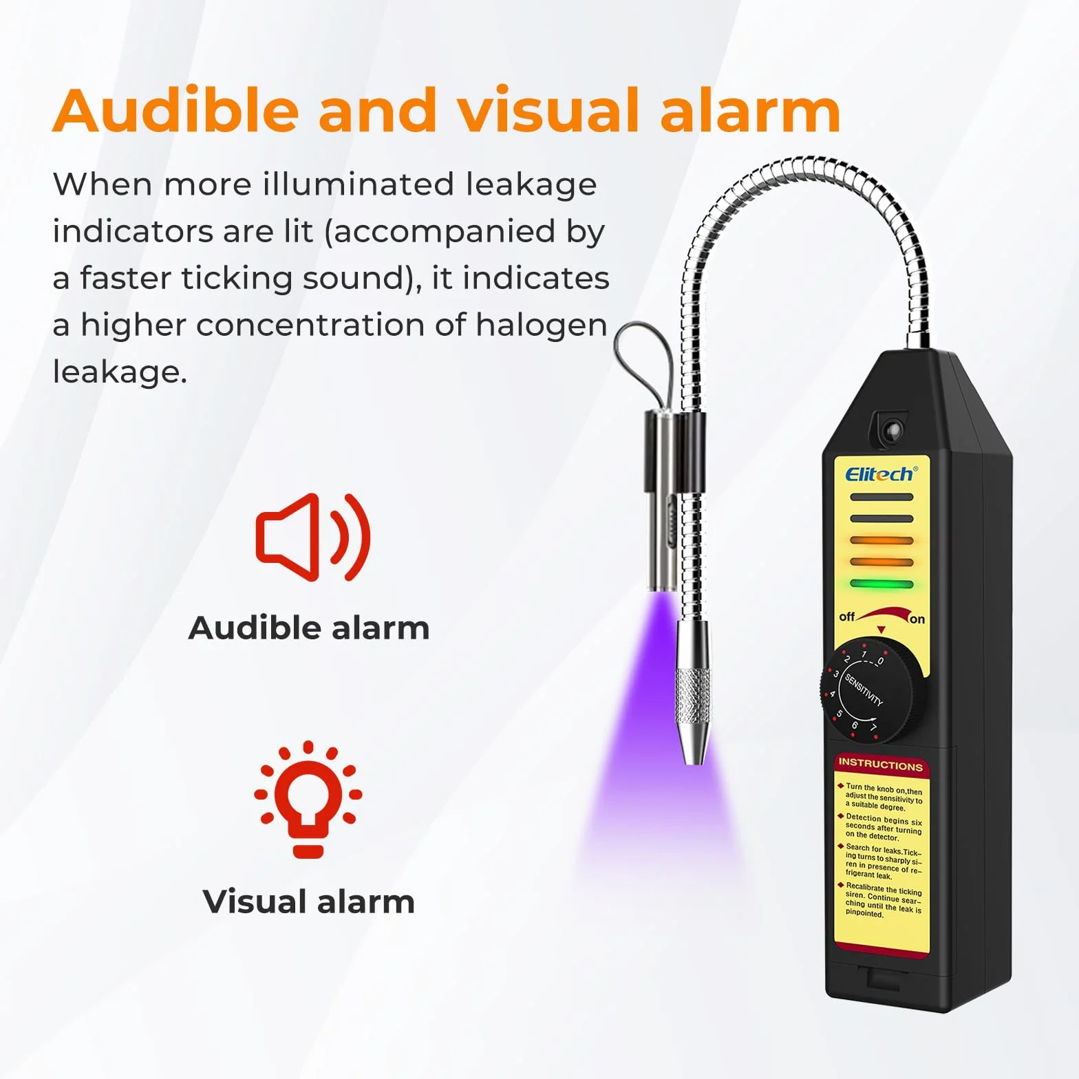 Elitech WJL-600UV Detector de Fugas de Refrigerante HVAC para Aire Acondicionado R22 R34 R410A R134A
