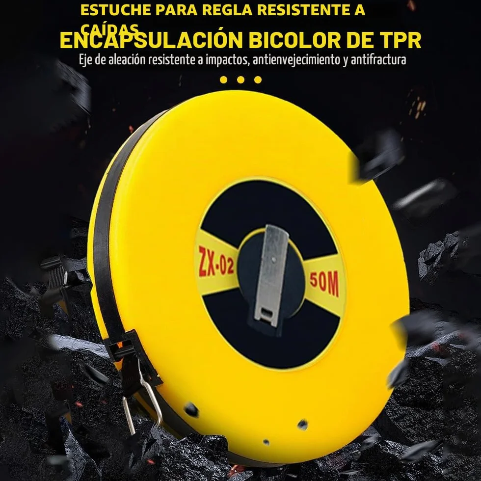 Cinta Métrica de Fibra de Vidrio 50 Metros, Cinta de Medir para Construcción e Instalación Eléctrica