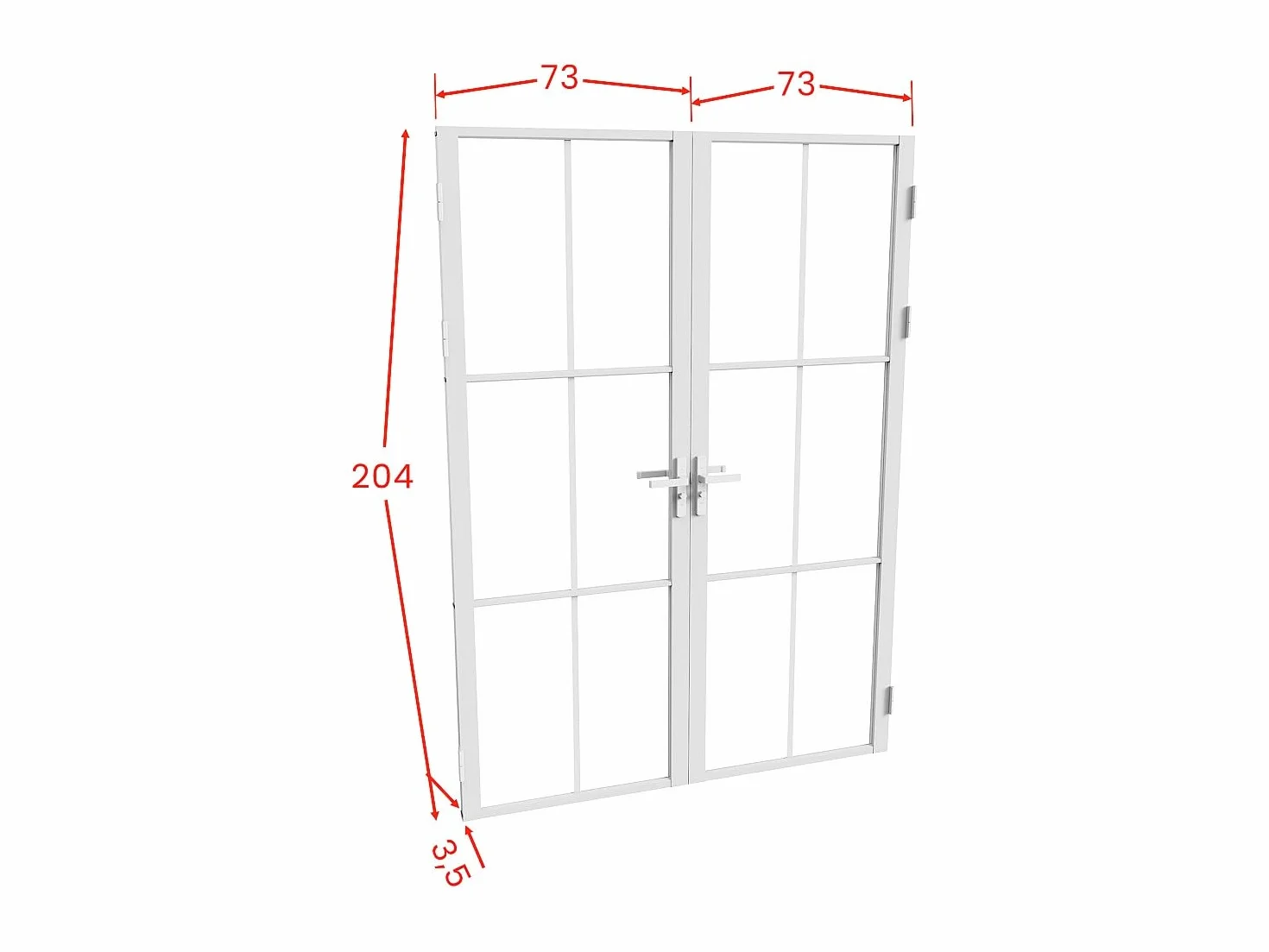 SEROTO - Bloque de puerta reversible con dos hojas de aluminio y vidrio templado, 2 x 204 x 73 cm, color blanco