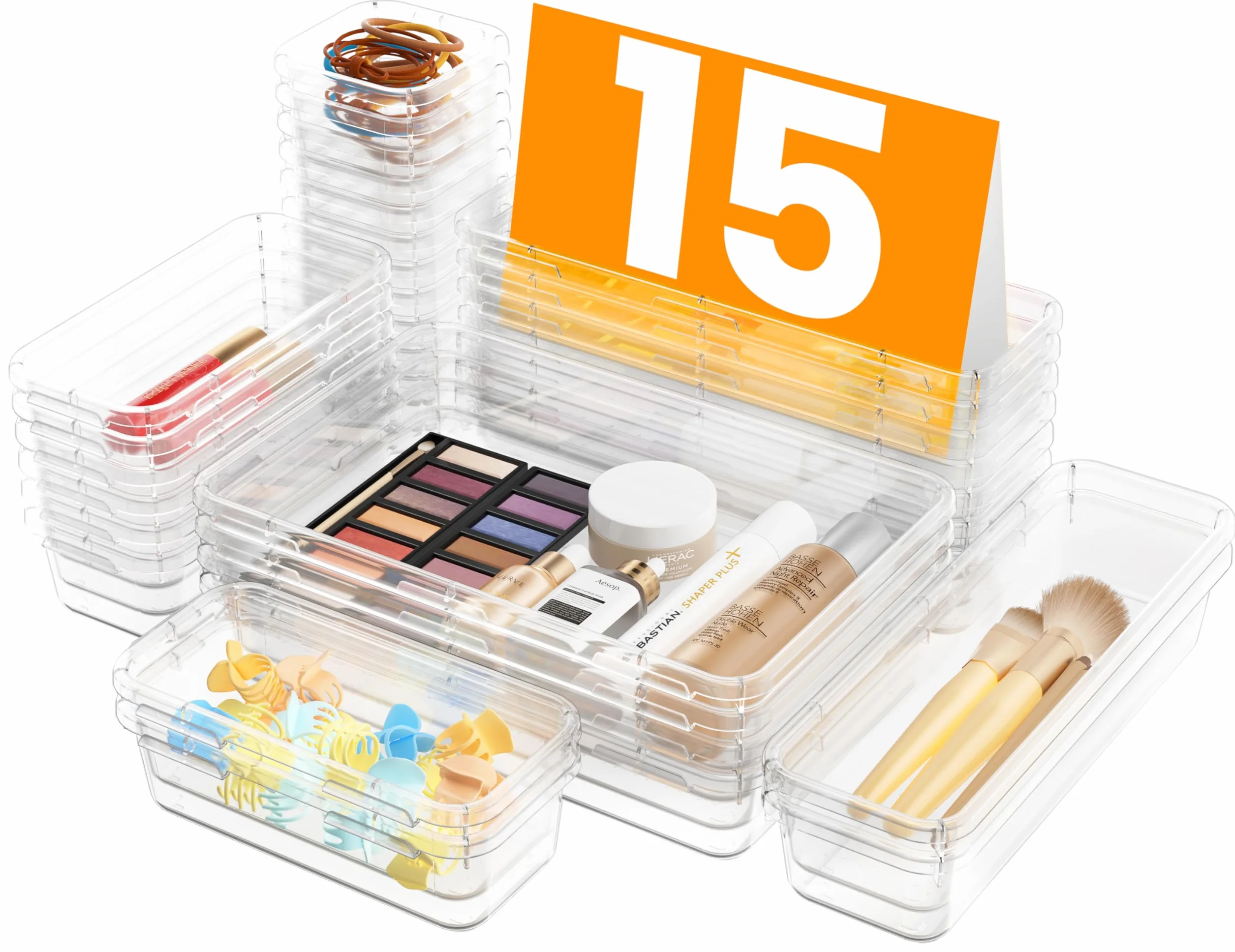 A-LuGei 15pcs Organizador Cajones, Almacenamiento para Maquillaje y Baño