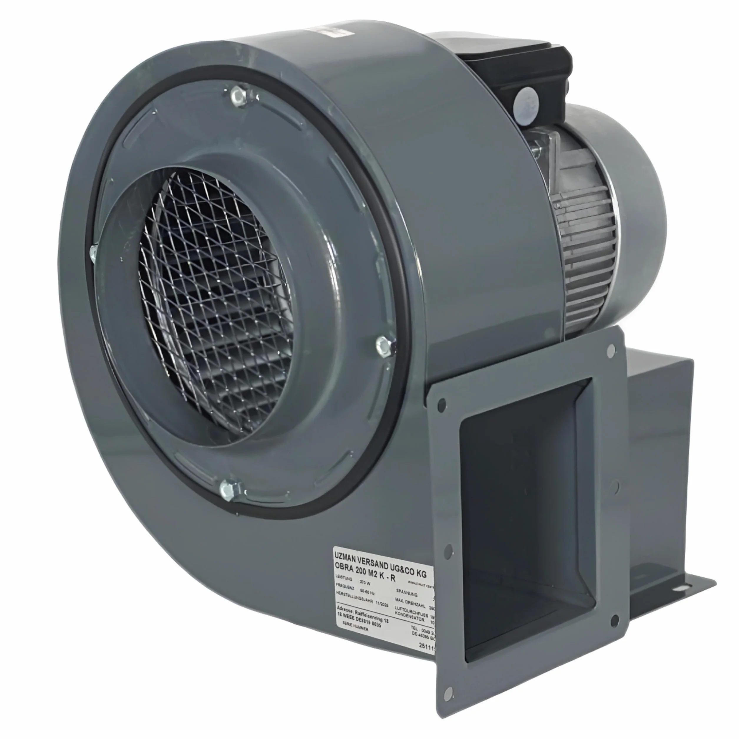 Uzman-Versand OBR-200M - Ventilador radial con regulador de velocidad, brida y tubo flexible de aluminio