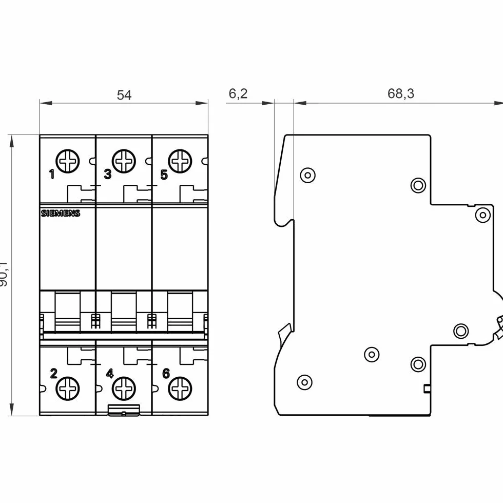 Siemens 5sl6 - Automático magnetotermico 400v 6ka 3 polos b 25a