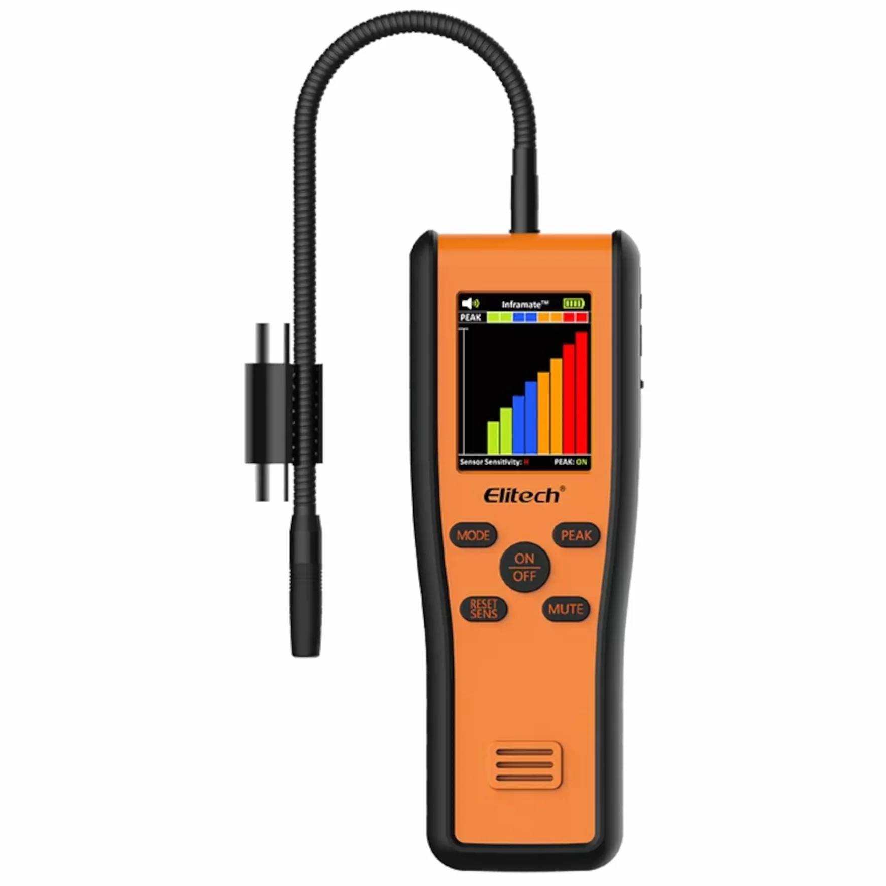 Elitech Inframate D - Detector de fugas de refrigerante con sensor infrarrojo, pantalla Tft, diodo calentado y batería recargable, buscador de fugas Sniffer Hvac profesional para gas climatizador