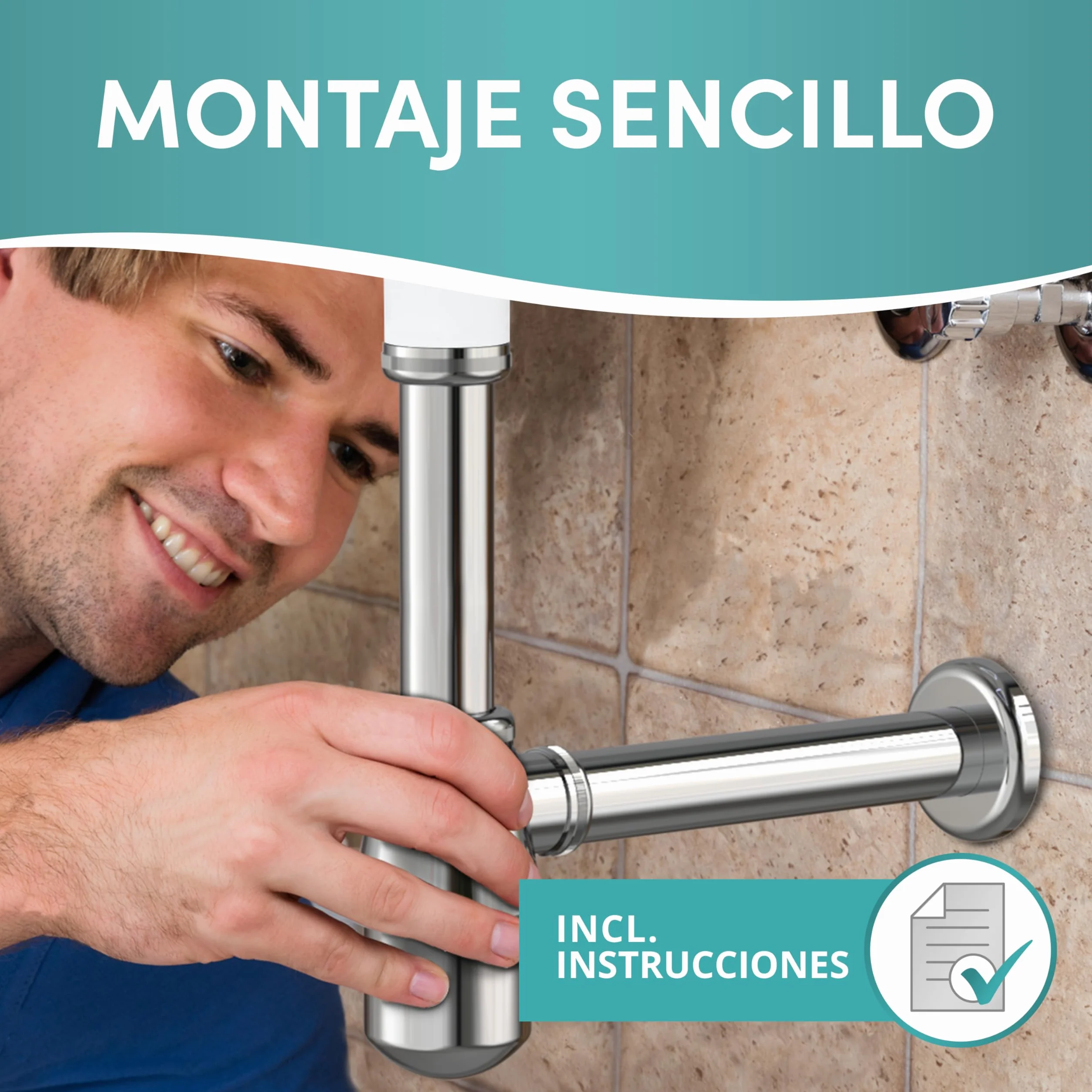 Engelbach Sifón Lavabo Universal Flexible 1 1/4" Cromado Antiolores