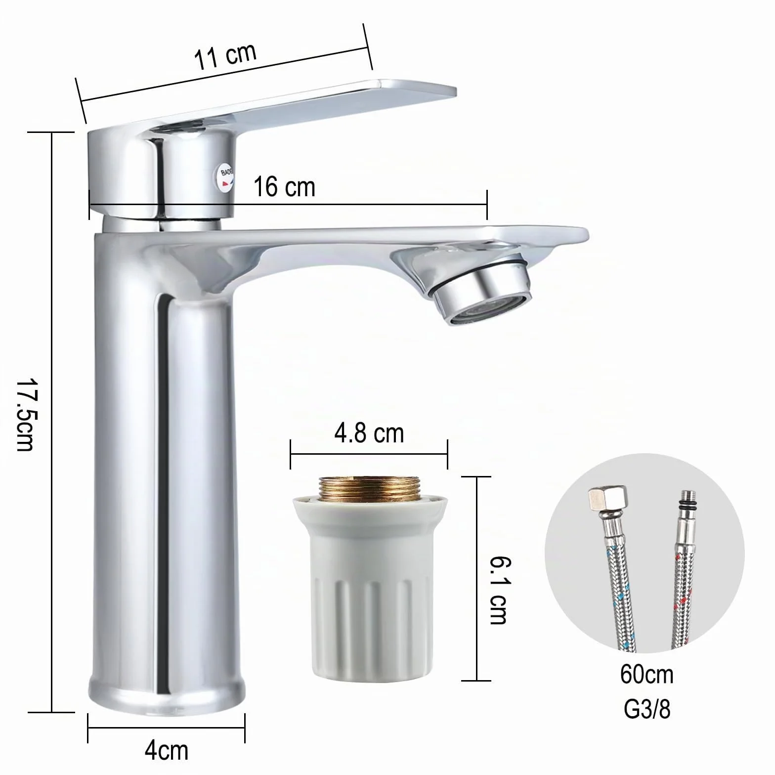 Cieex Grifo Lavabo Cromado Grifo de Baño Grifo Monomando de Lavabo Duradero Fácil Instalación