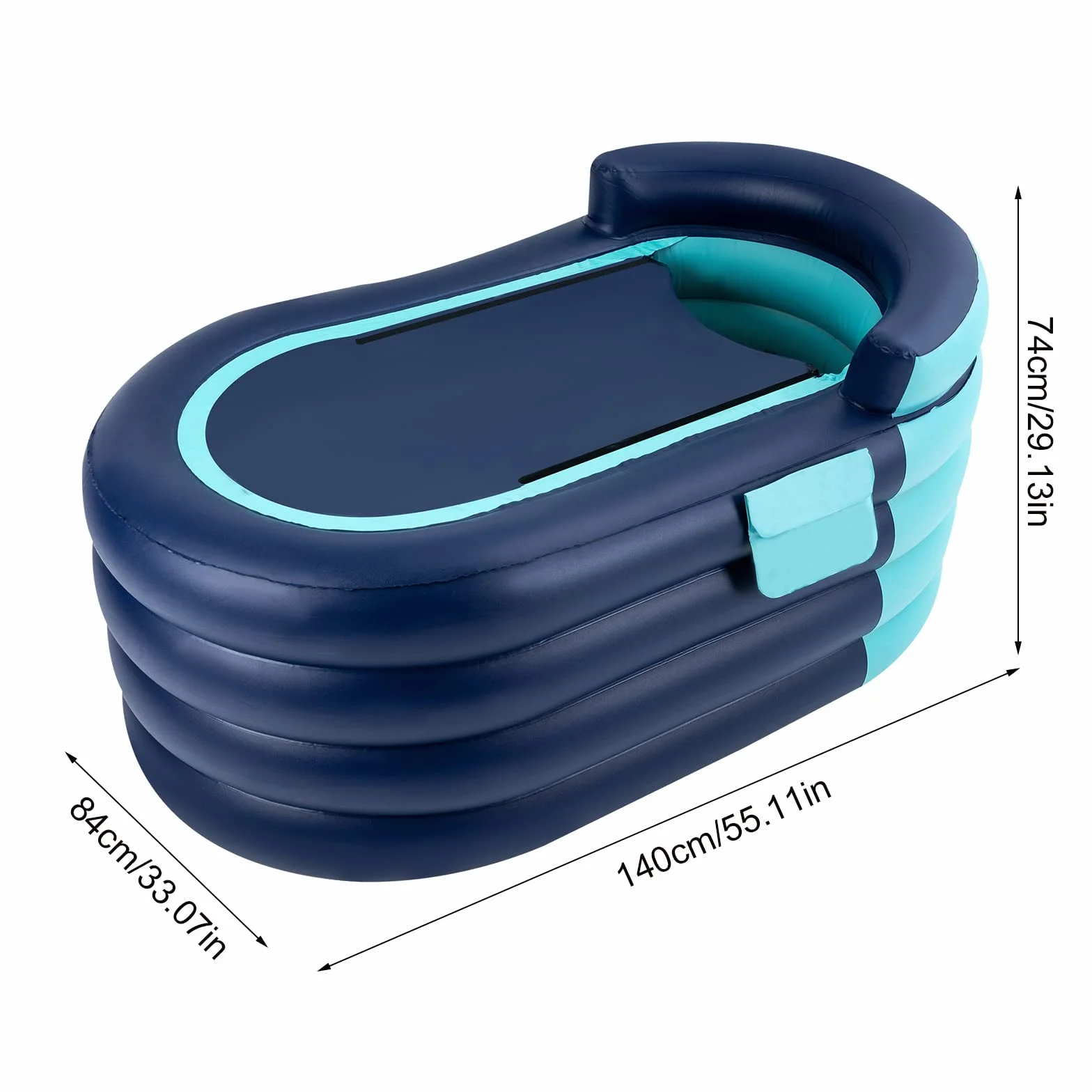 Bañera portátil hinchable para adultos, con respaldo para baño, ducha y balcón, hasta 100 kg, 84 x 140 x 74 cm