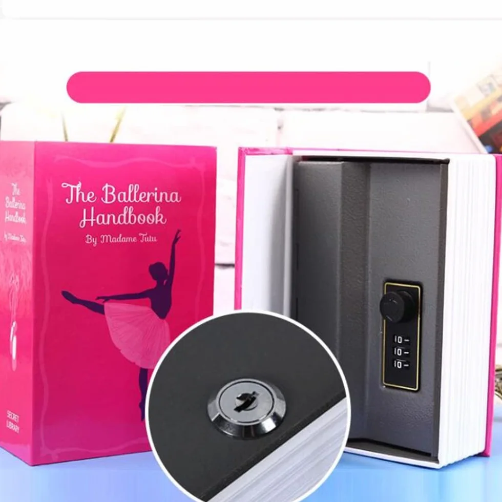 Caja de Almacenamiento Segura para Libros de Diccionario, Caja Fuerte Oculta con 3 Cerraduras de CombinacióN Digital, Caja Secreta Segura Antirrobo, (Rosa)