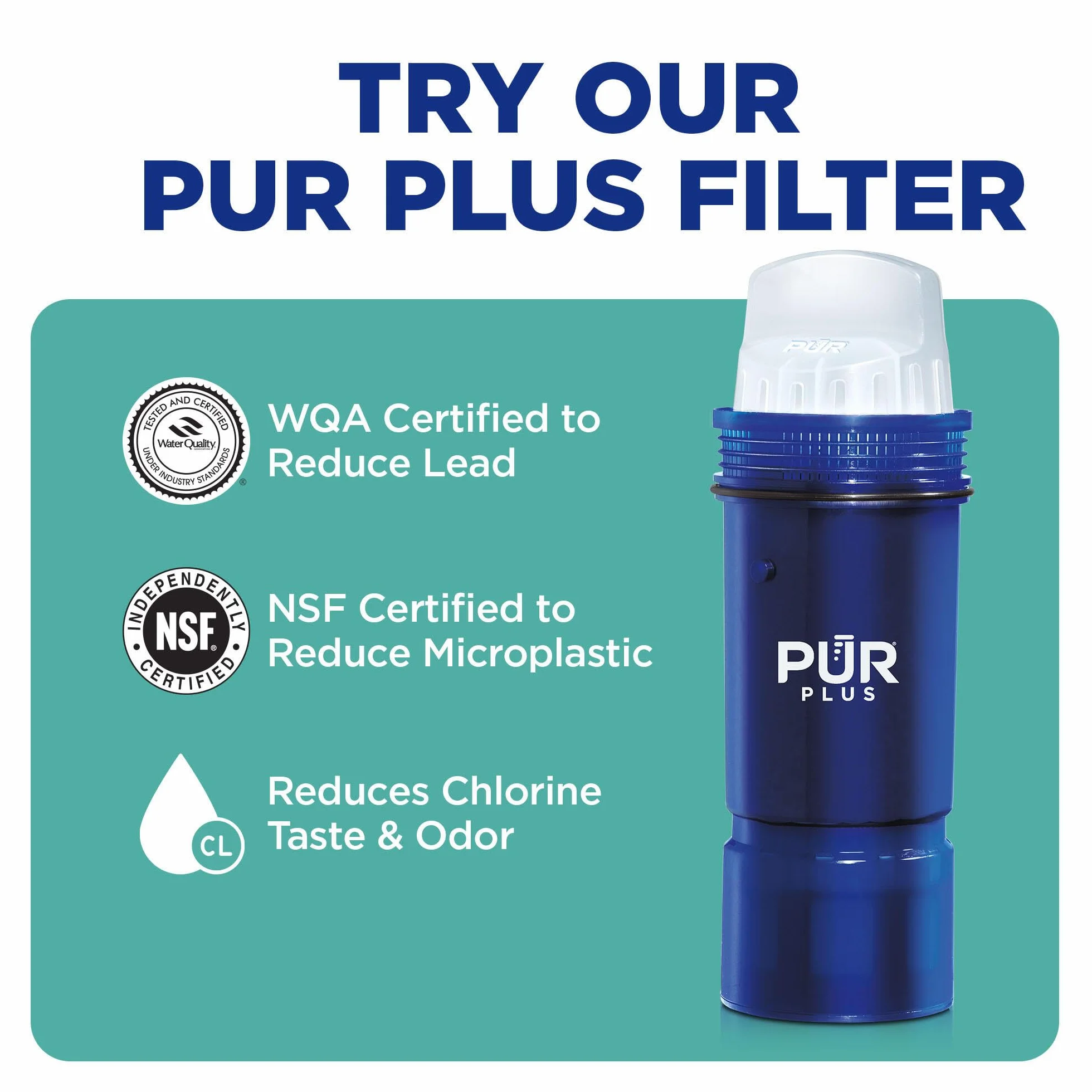 PUR - Filtro de repuesto auténtico para sistema de filtración de jarra agua